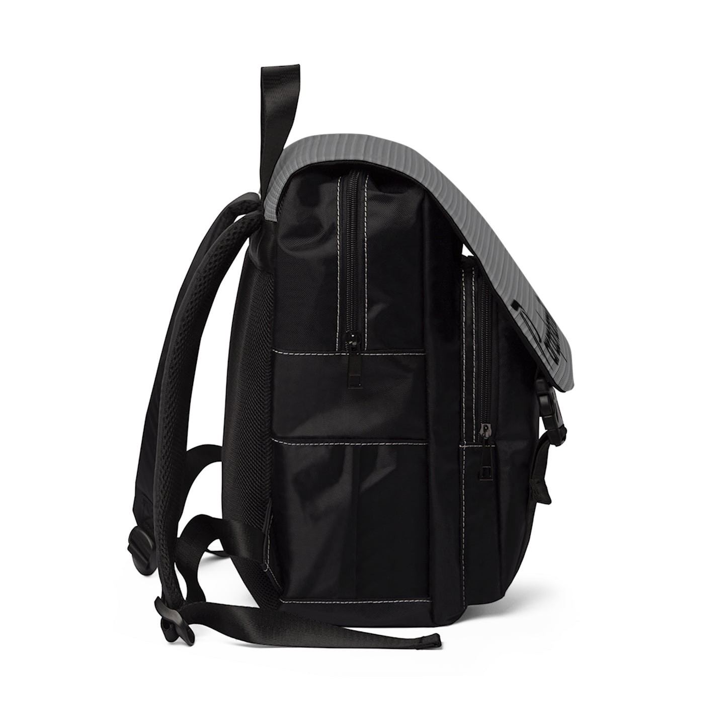 P print Casual Shoulder Backpack - Black/Gray