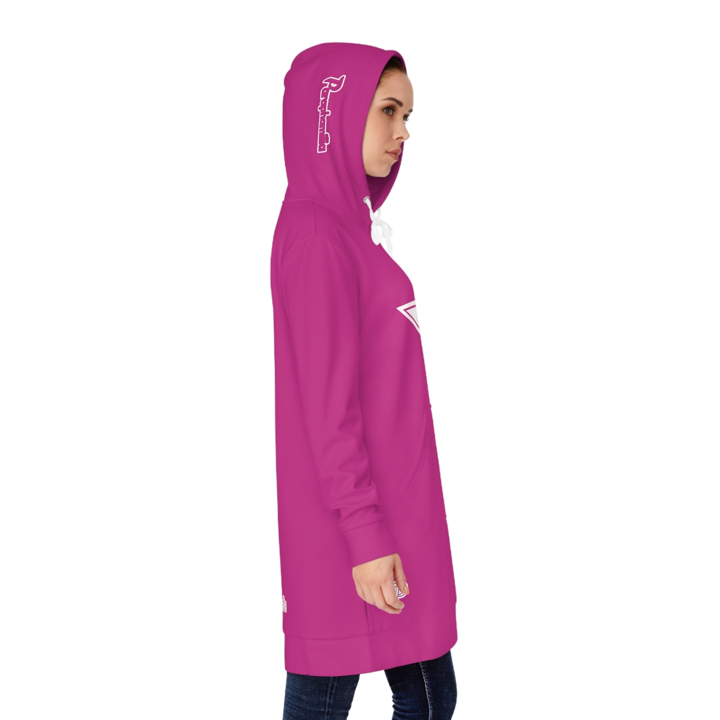 Women's Hoodie Dress -Pink/White