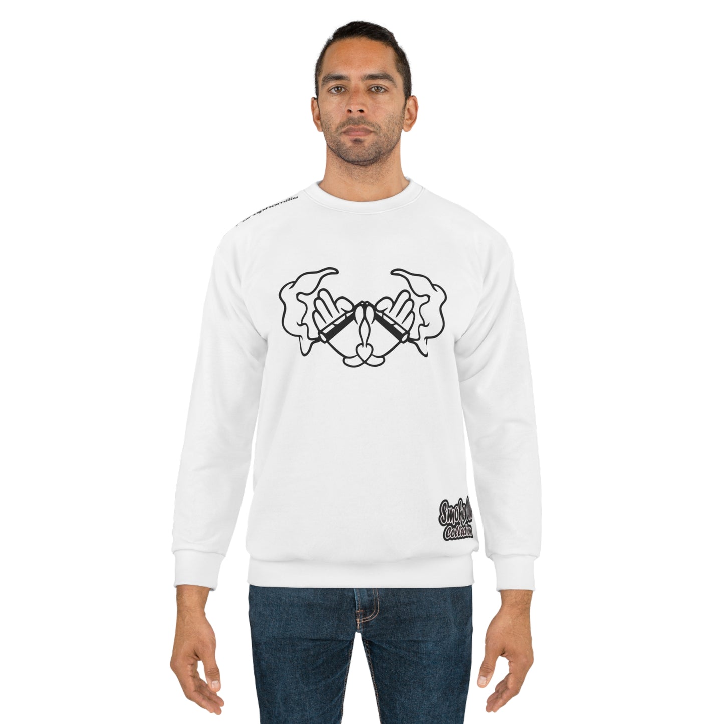 Men's Sweatshirt - Smoke Out Collection - White/Black