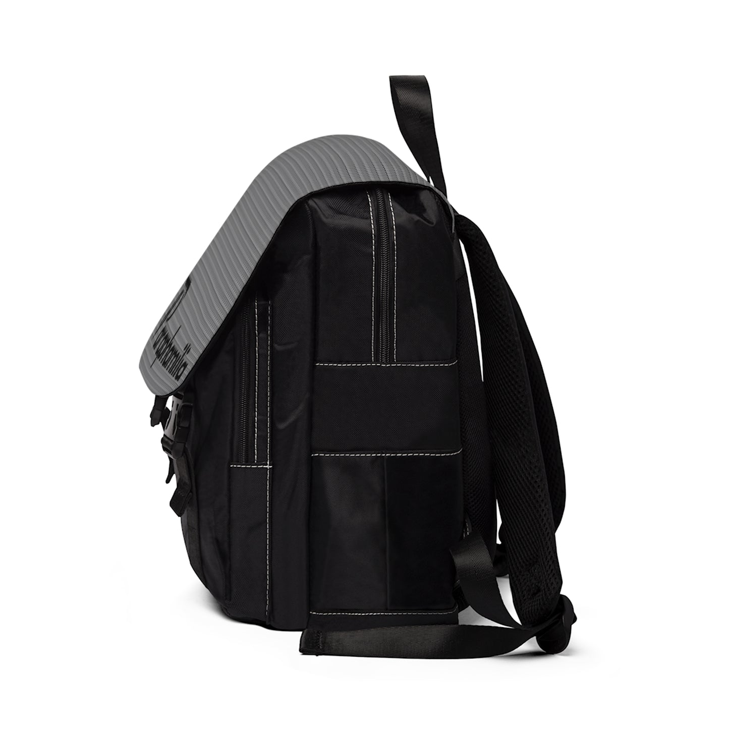 P print Casual Shoulder Backpack - Black/Gray