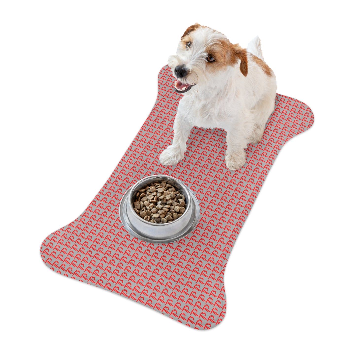 P print Pet Feeding Mats Gray/Red