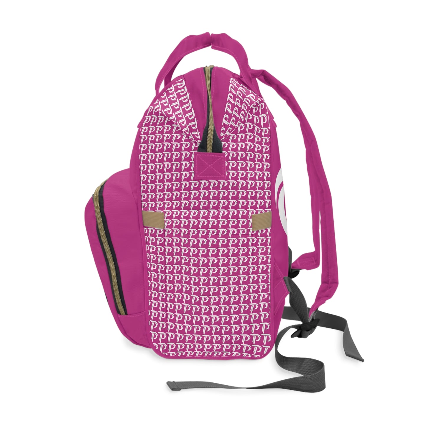 Multifunctional Diaper Backpack - Bottles Up Pink