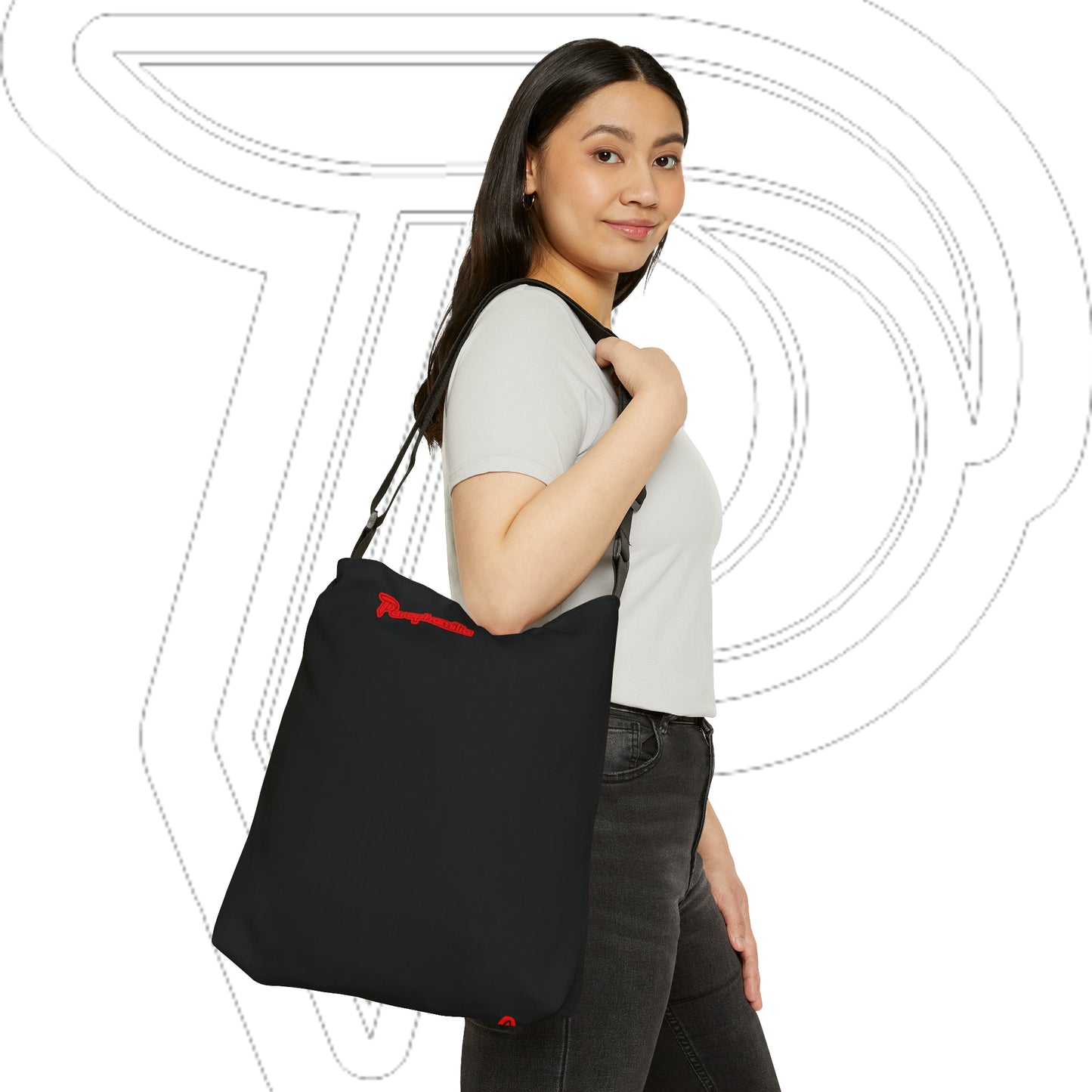 Adjustable Tote Bag - Black/Red