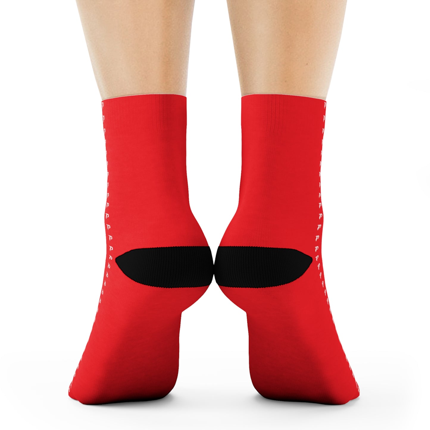 P print Crew Socks Red/White