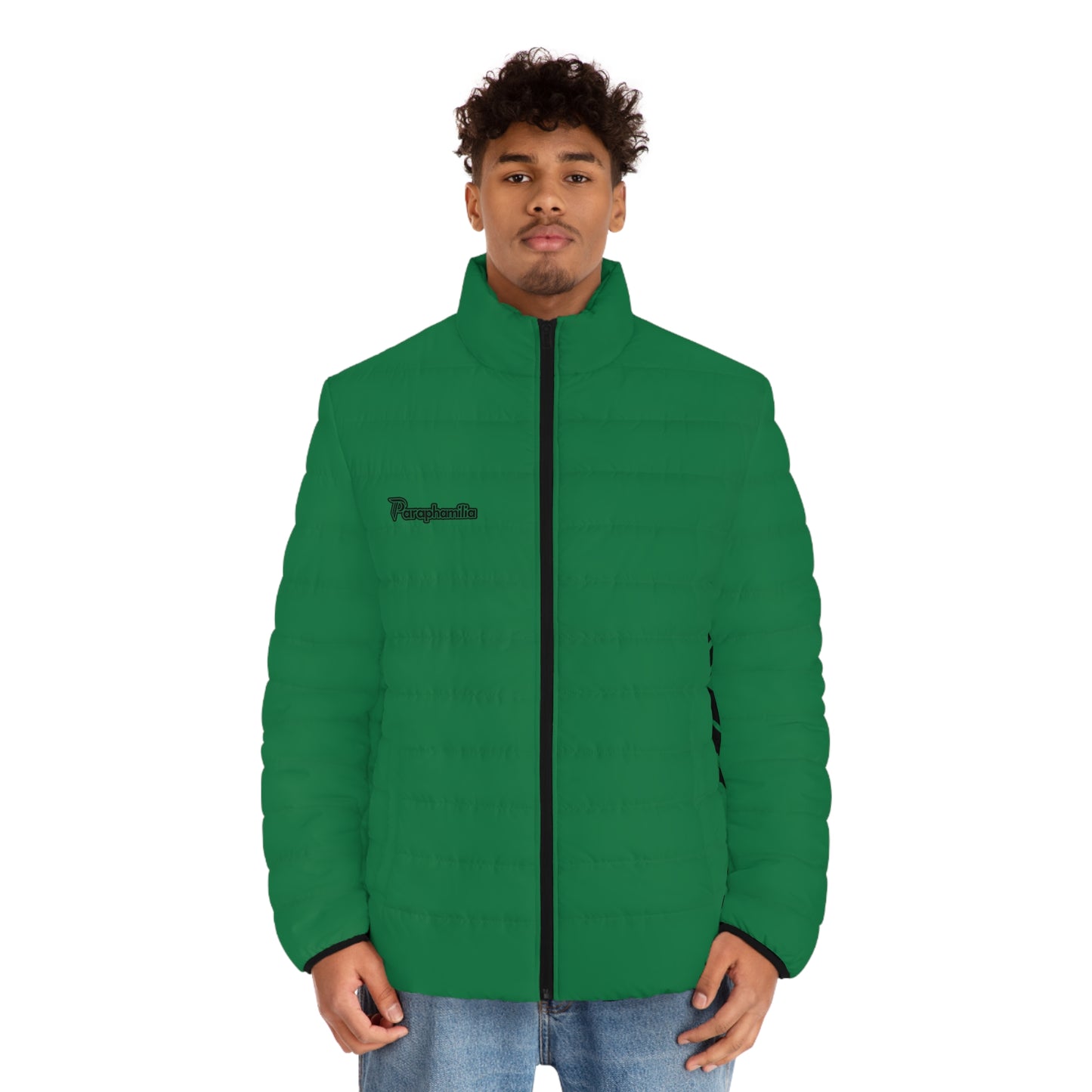 Men's Puffer Jacket - Green/Black