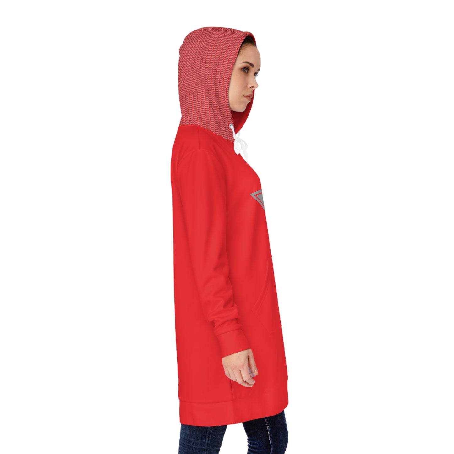 Women's Hoodie Dress -Red/White