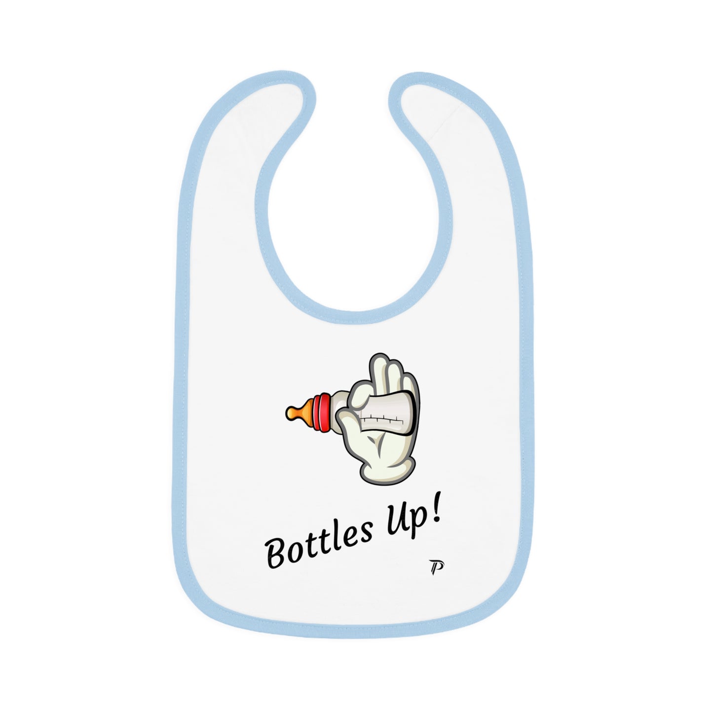 Baby Contrast Trim Jersey Bib - Bottles Up