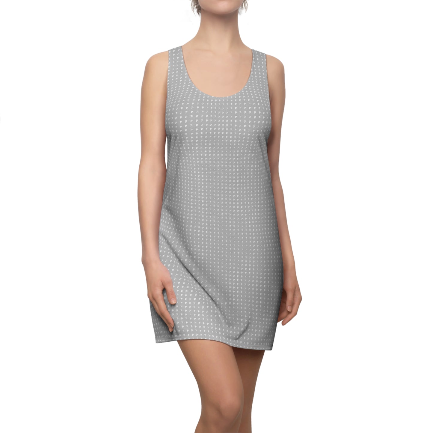 Women's Cut & Sew Racerback Dress - Gray/White