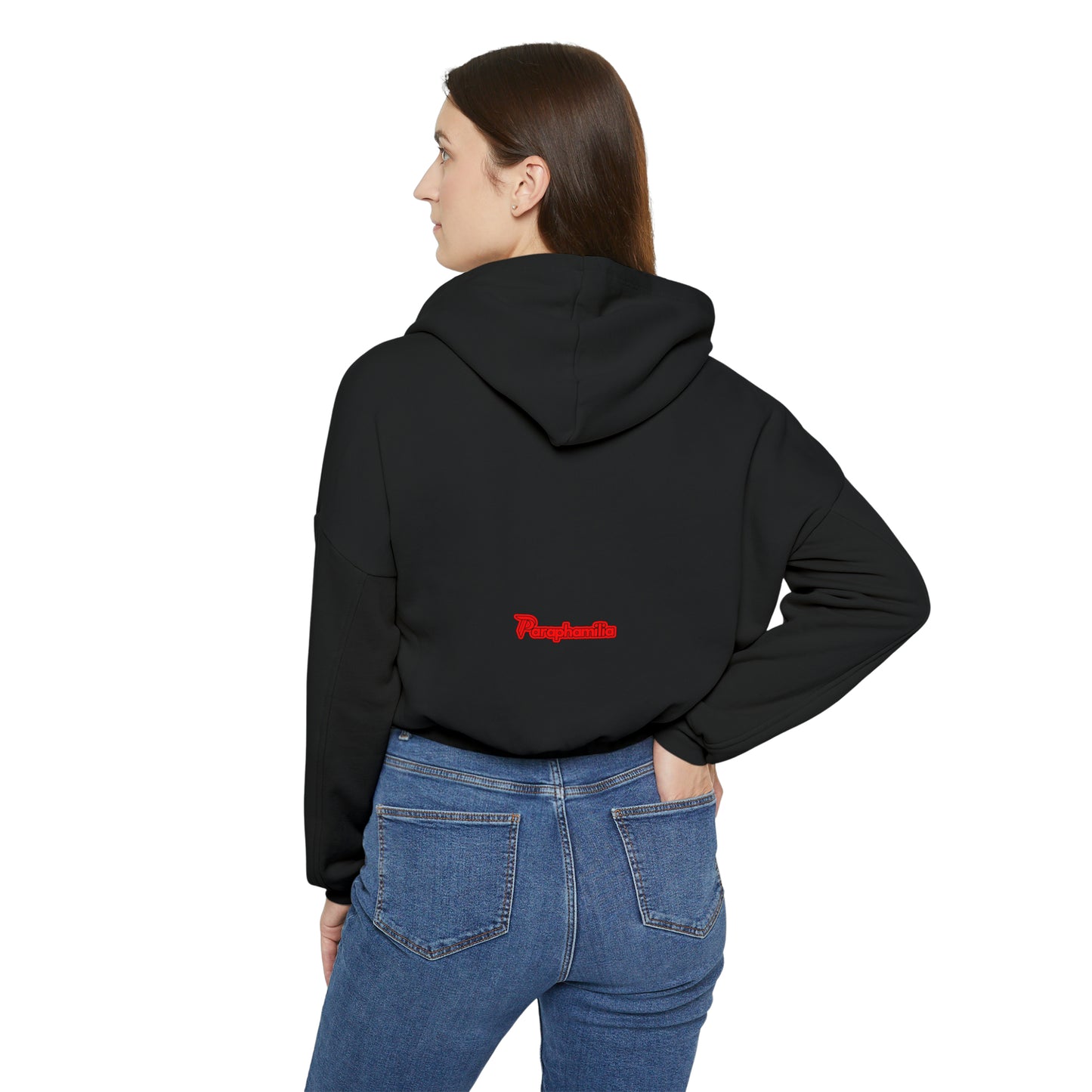 Women's Cinched Bottom Hoodie - Black/Red