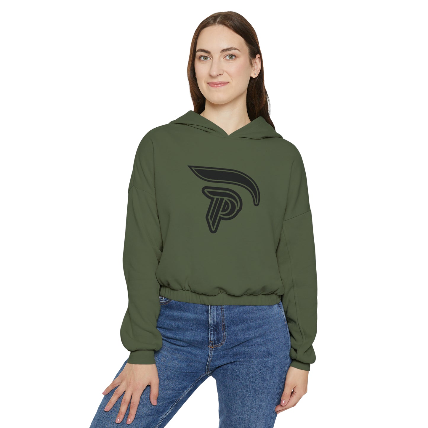 Women's Cinched Bottom Hoodie - Green/Black