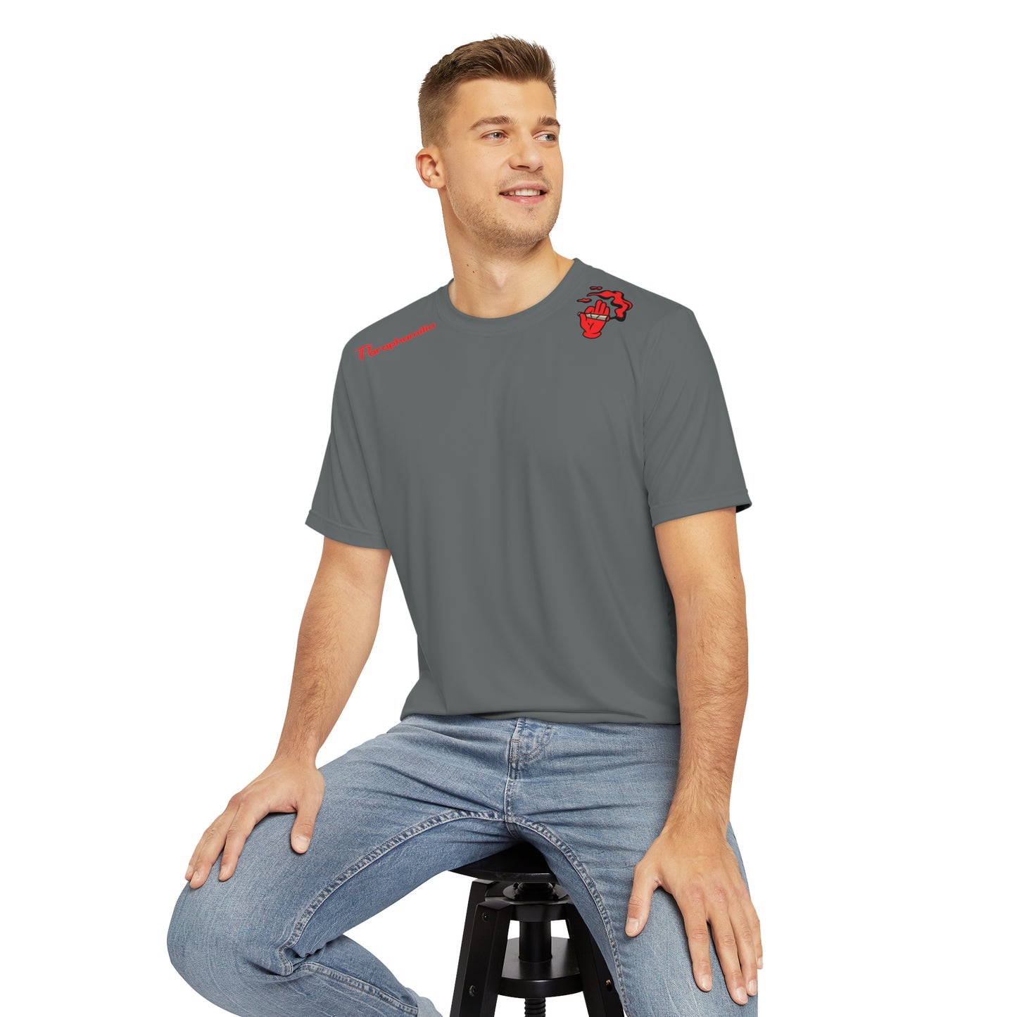 Men's Polyester Tee Smoke Out Edition - Gray/Red