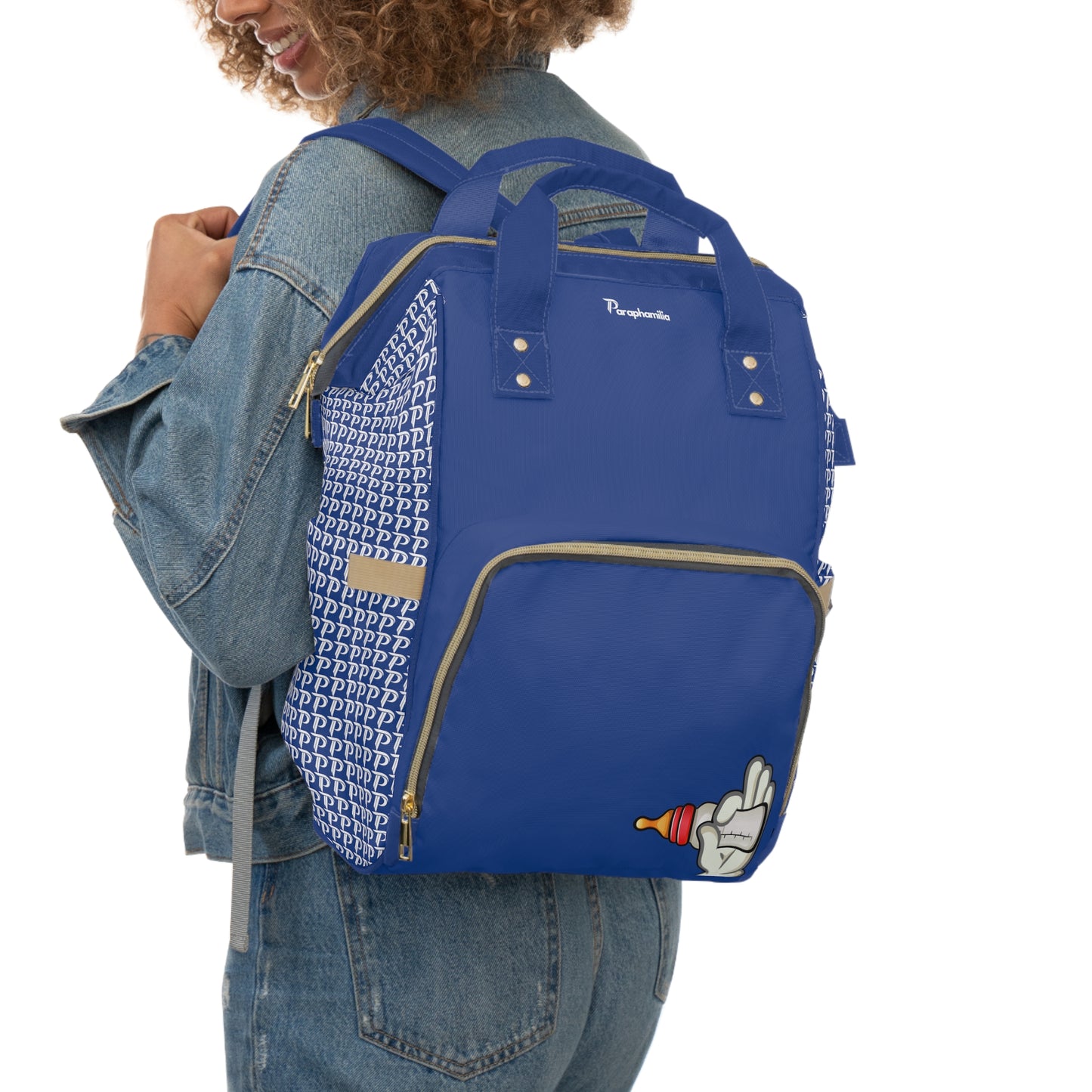 Multifunctional Diaper Backpack - Bottles Up Blue