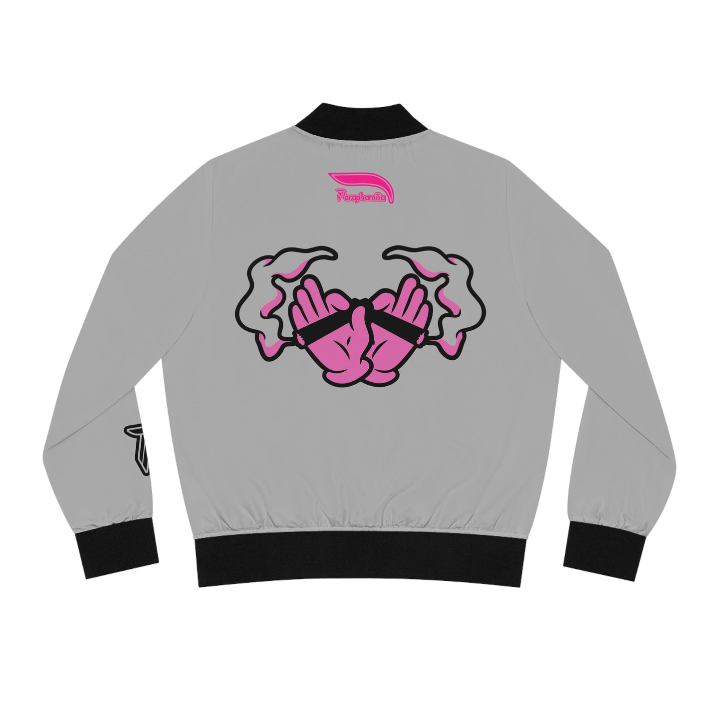 Women's Bomber Jacket - Gray/Black/Pink