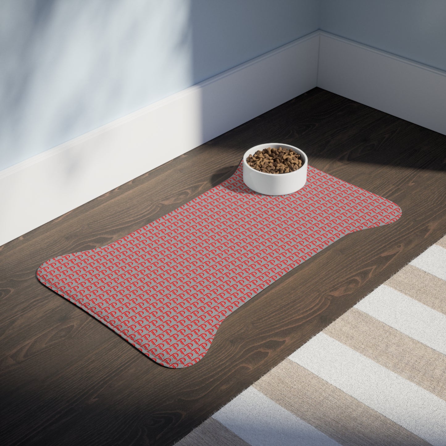 P print Pet Feeding Mats Gray/Red