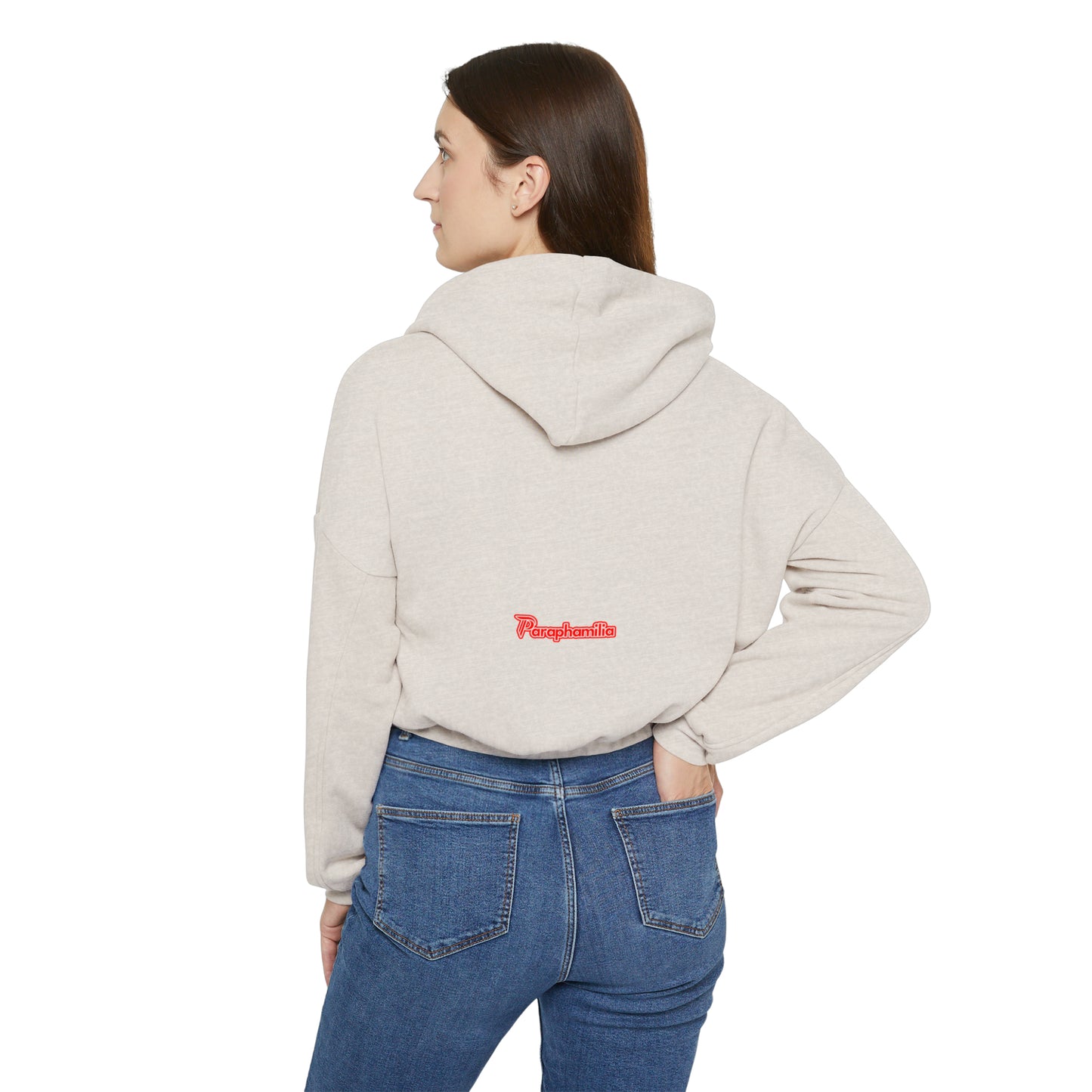 Women's Cinched Bottom Hoodie - Heather dust/Red