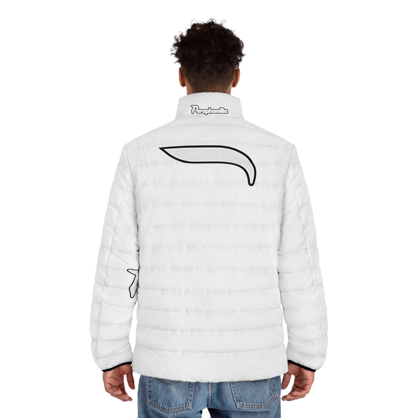 Men's Puffer Jacket - White/Black