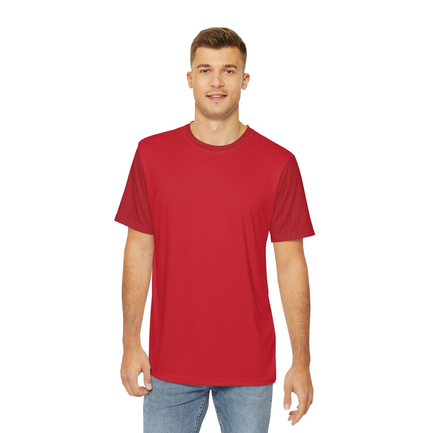 Men's Polyester Tee - P print Red/Black