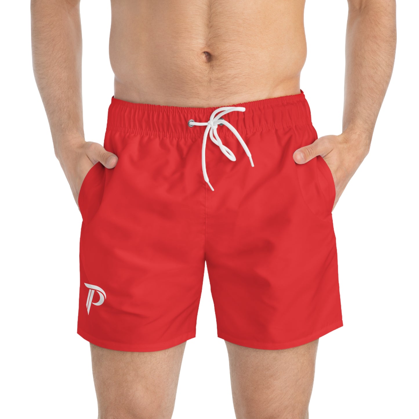 Men's Swim Trunks - Red/White