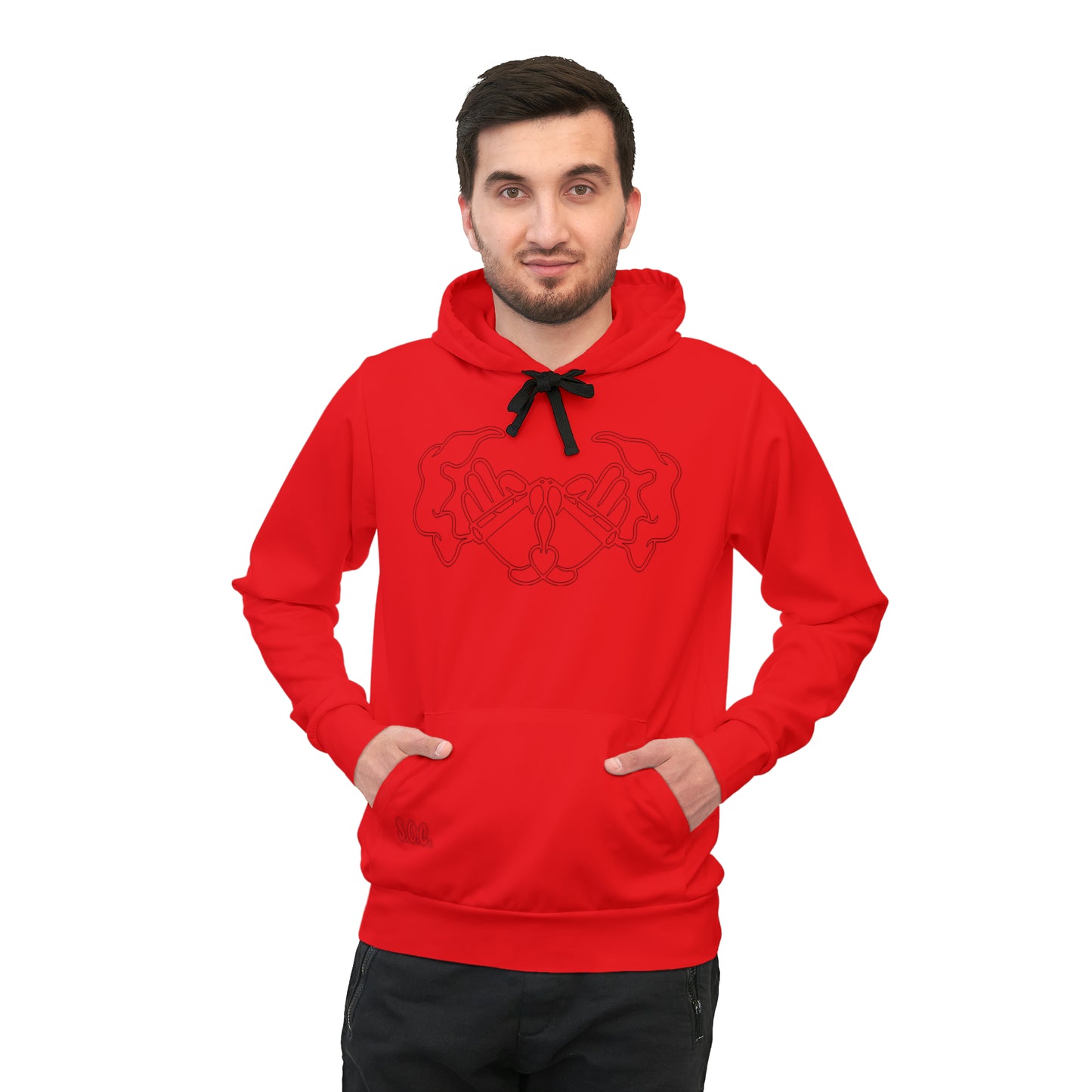 Wired Men's Athletic Hoodie - Smoke Out Collection - Red/Black