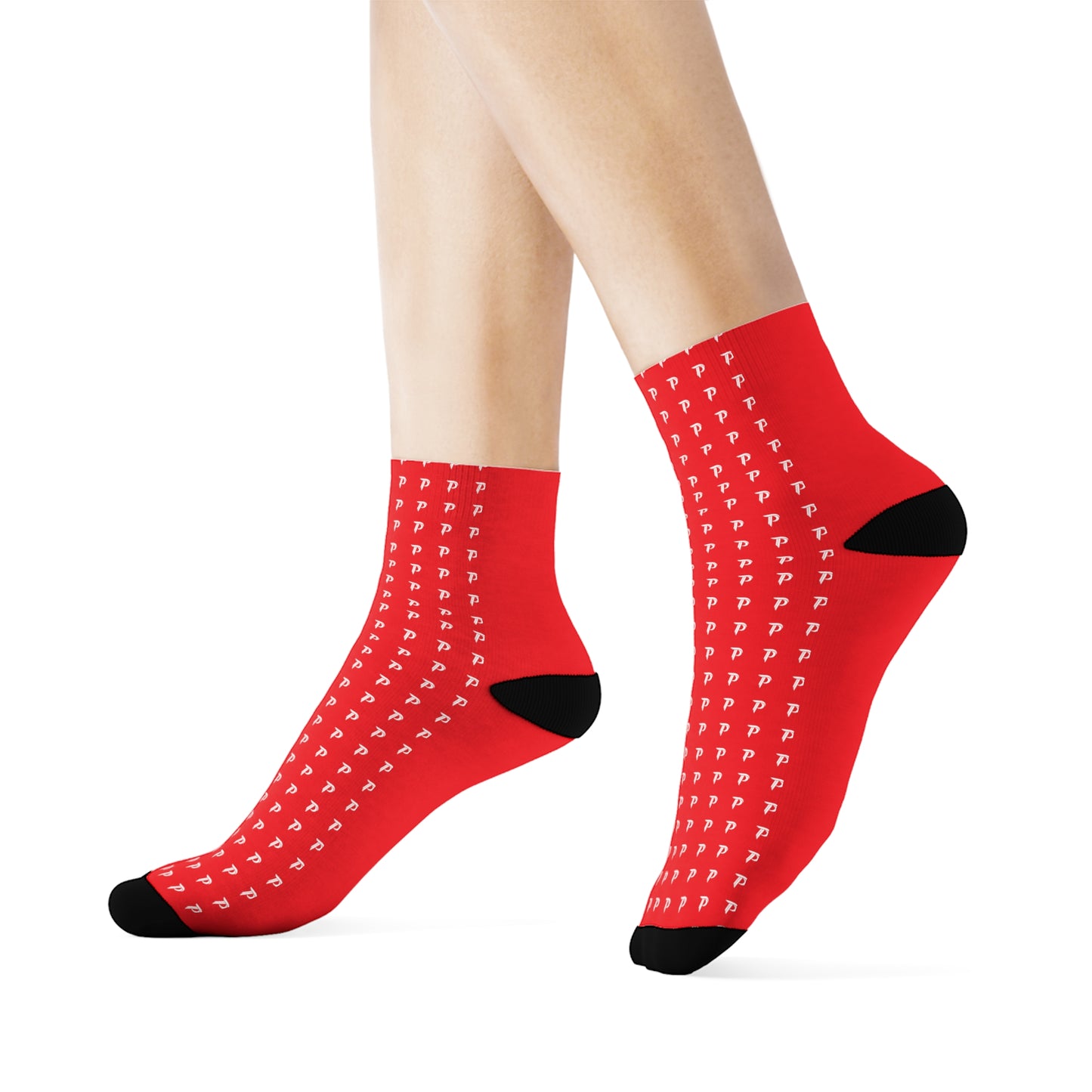 P print Crew Socks Red/White