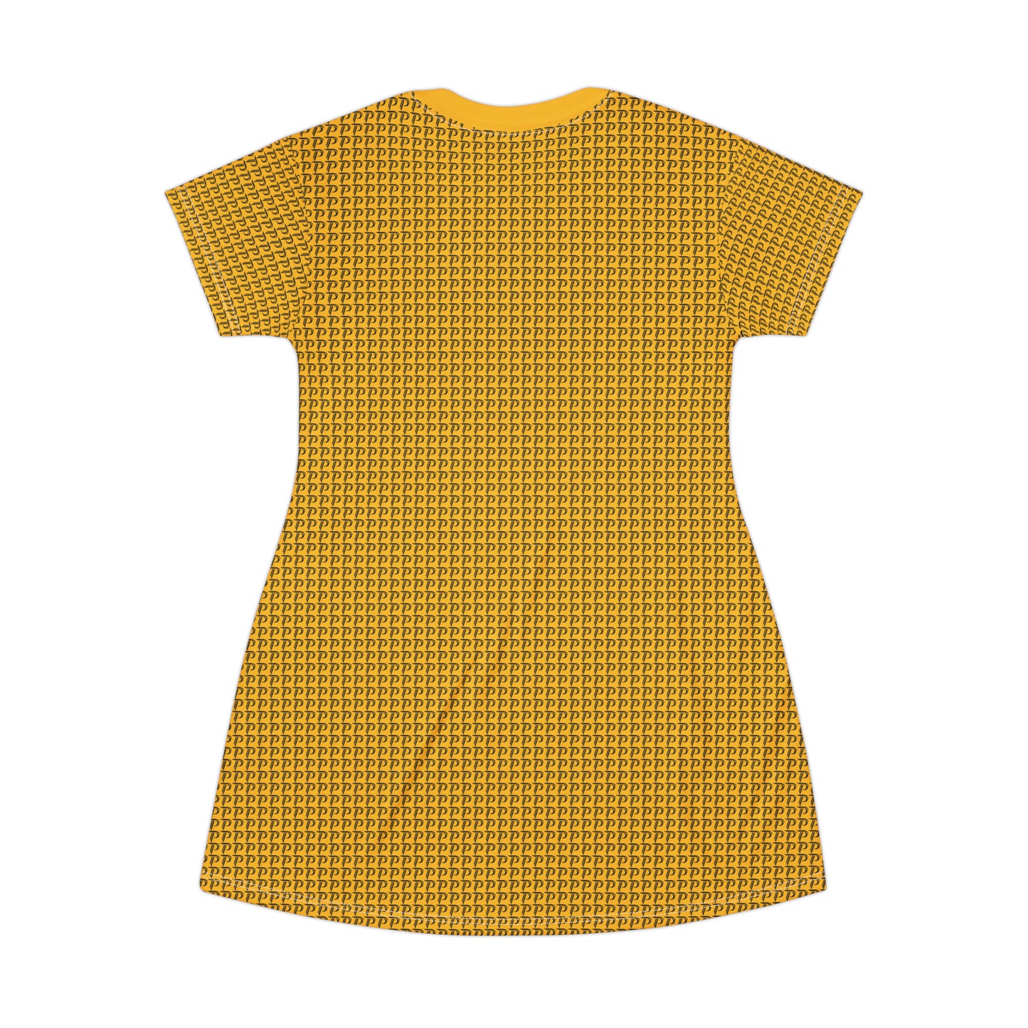 T-Shirt Dress P print - Mustard/Black