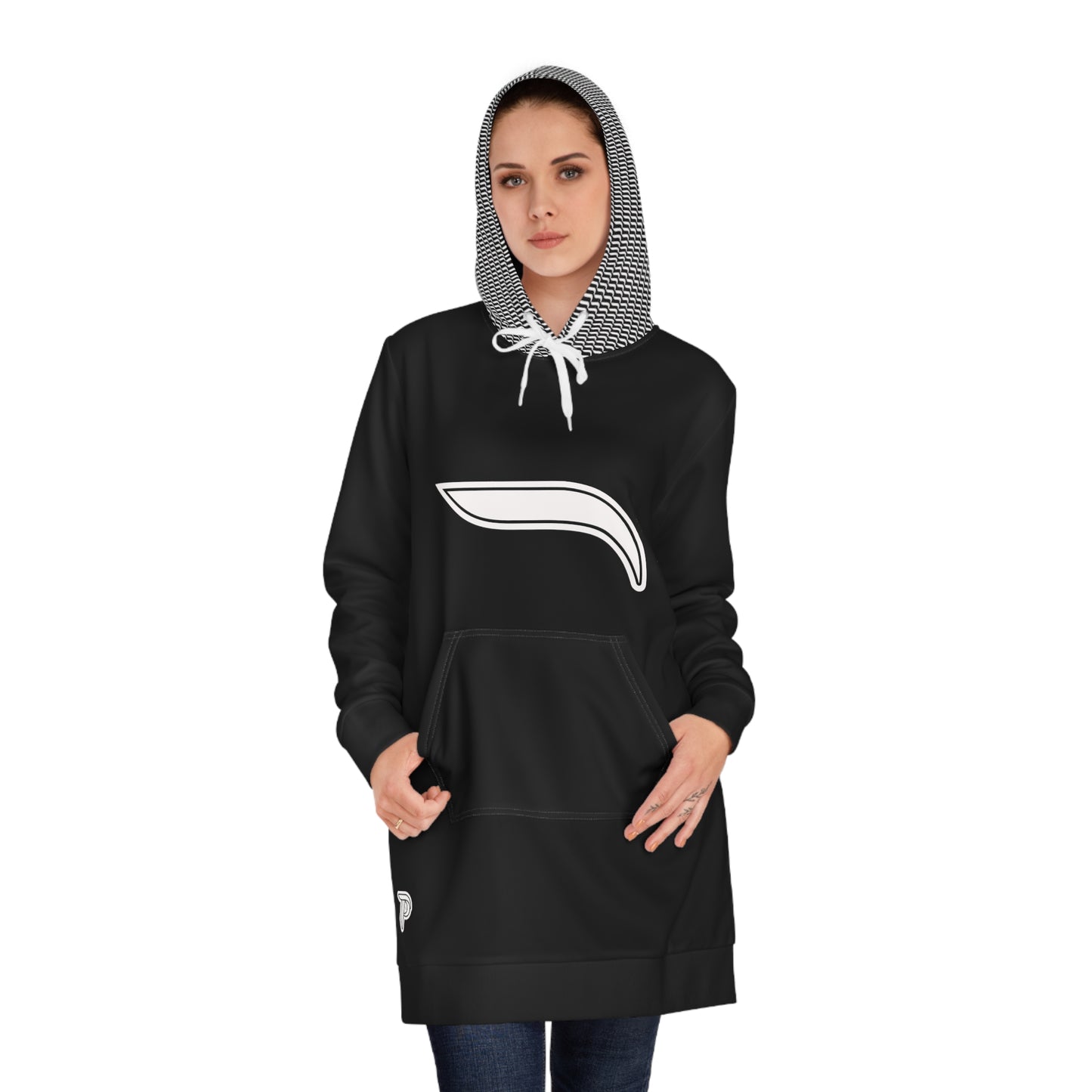 Women's Hoodie Dress -Black/White