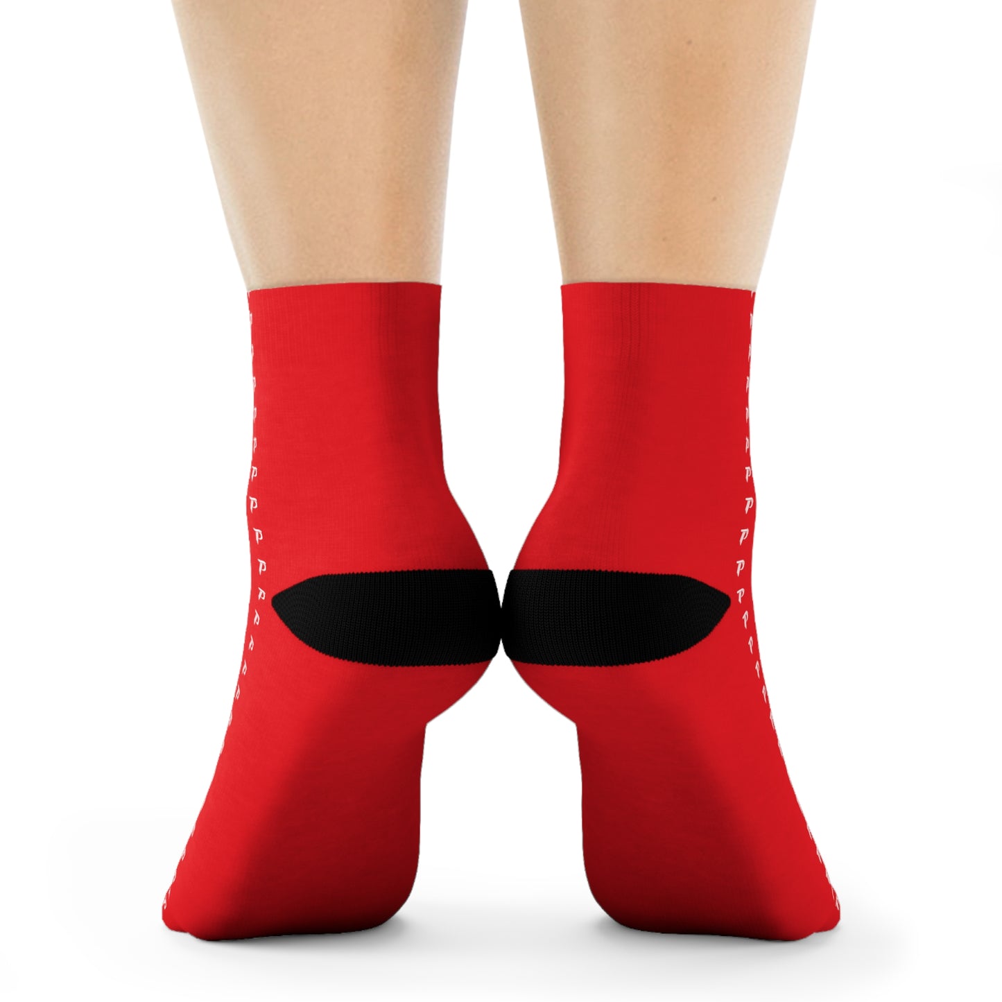 P print Crew Socks Red/White