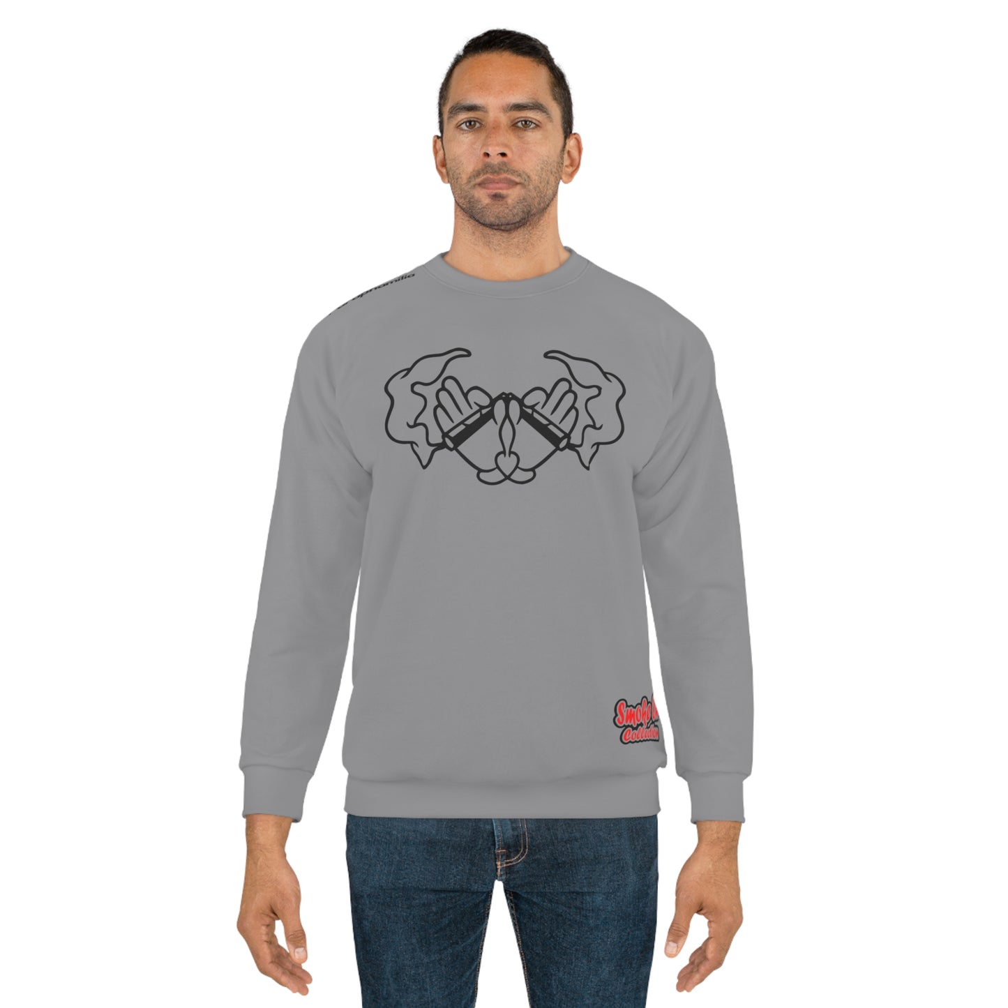 Men's Sweatshirt - Smoke Out Collection - Gray/Red