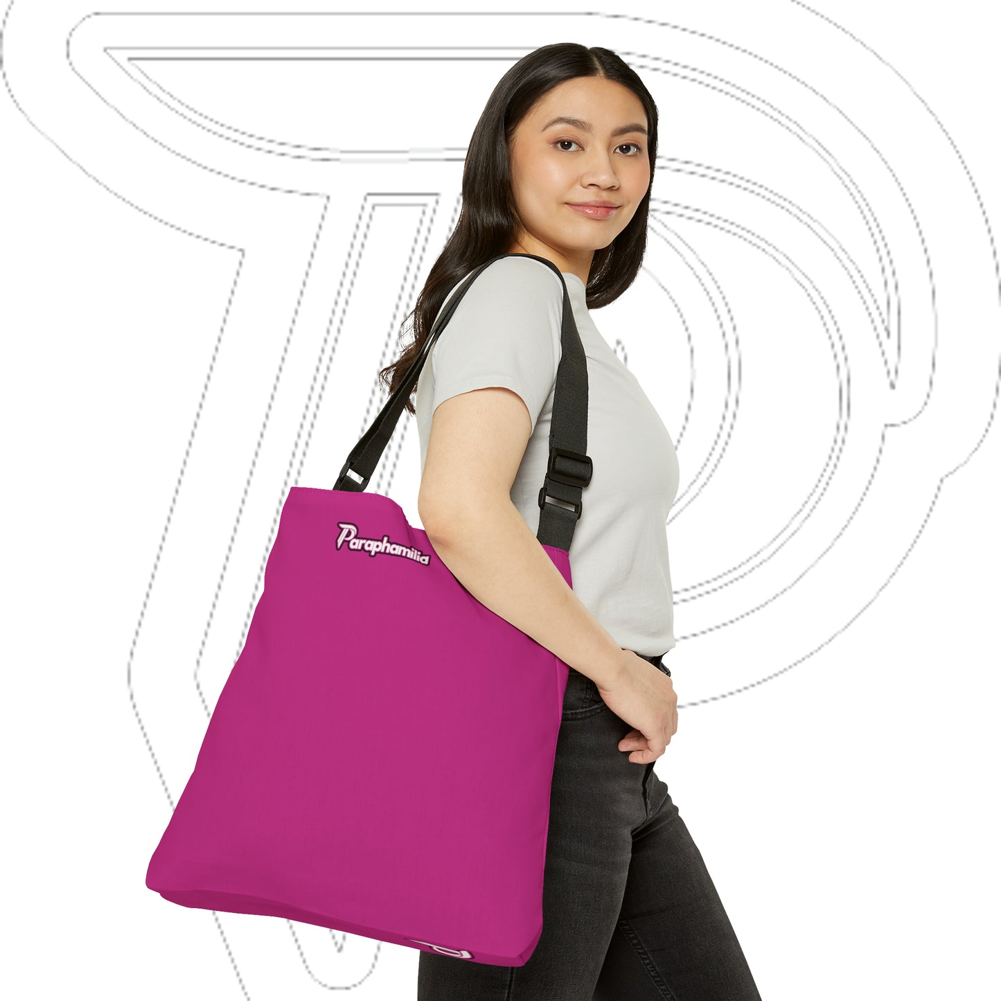 Adjustable Tote Bag - Pink/White