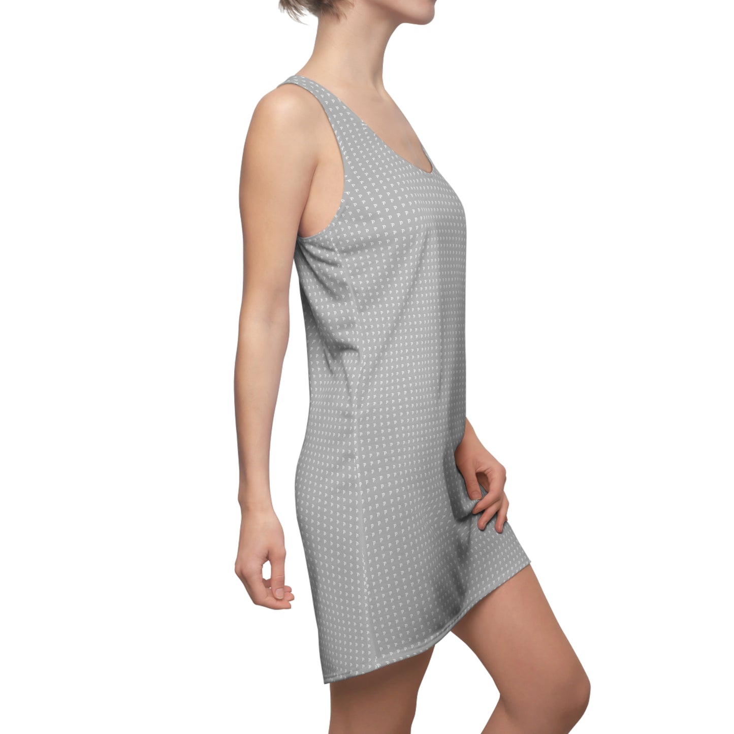 Women's Cut & Sew Racerback Dress - Gray/White