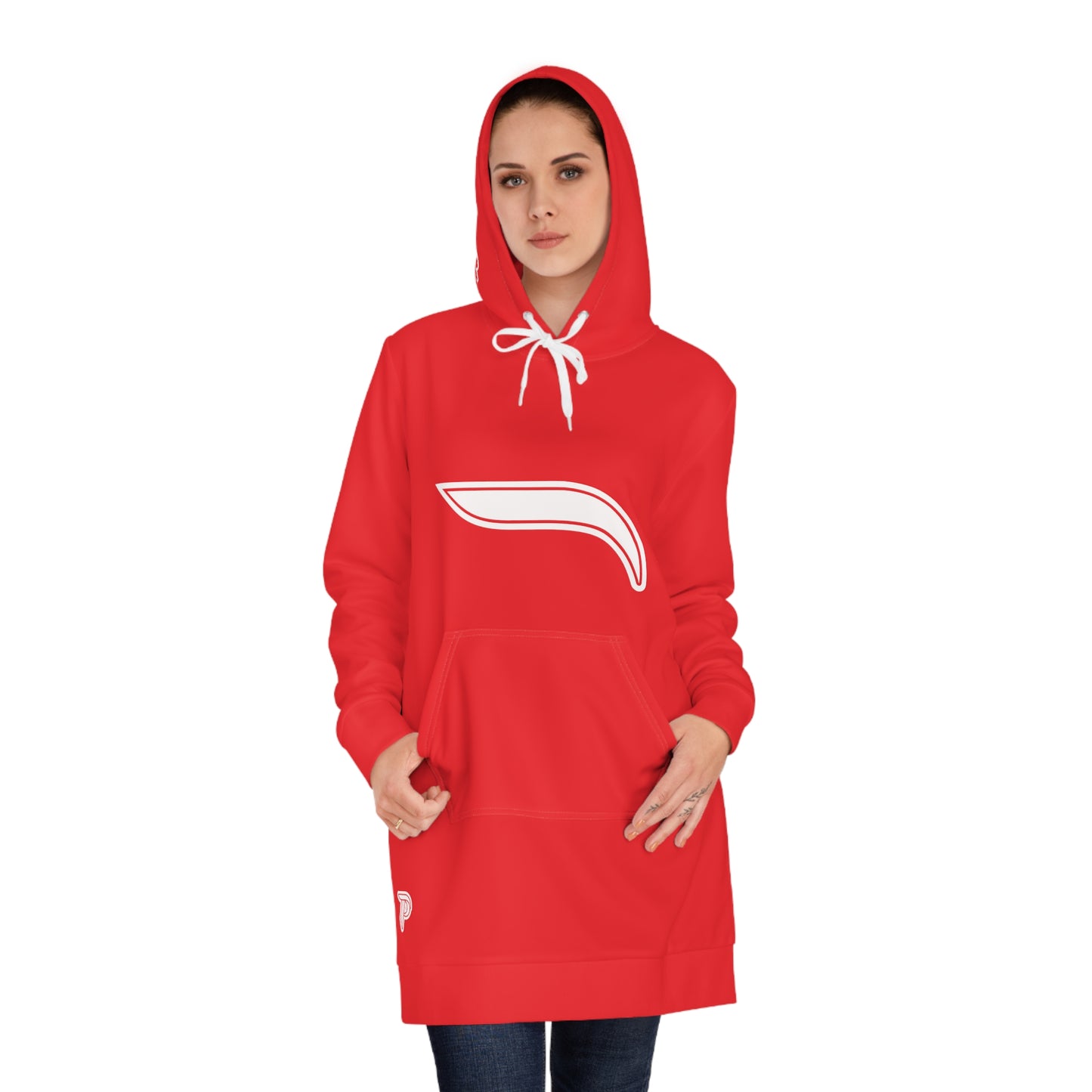 Women's Hoodie Dress -Red/White