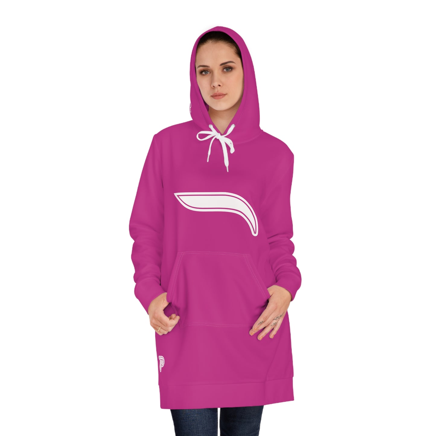 Women's Hoodie Dress -Pink/White