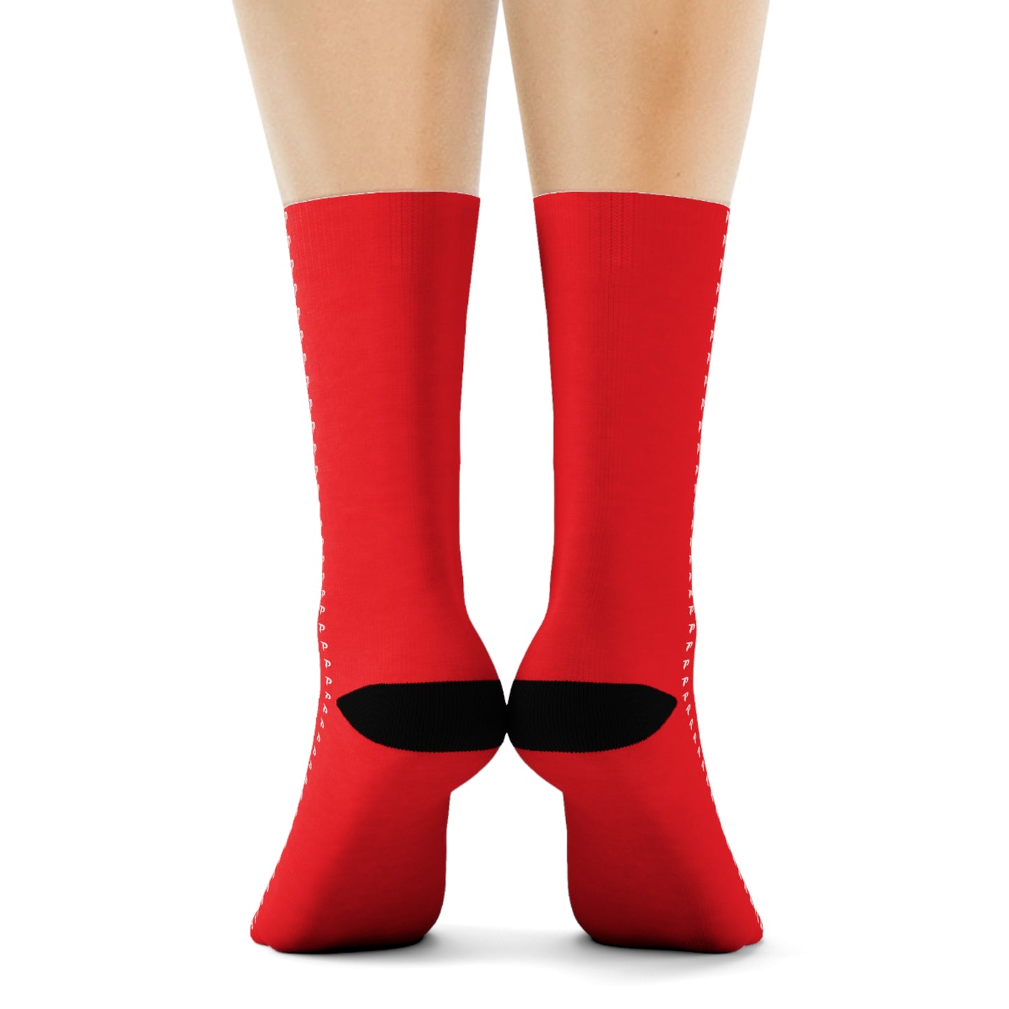 P print Crew Socks Red/White