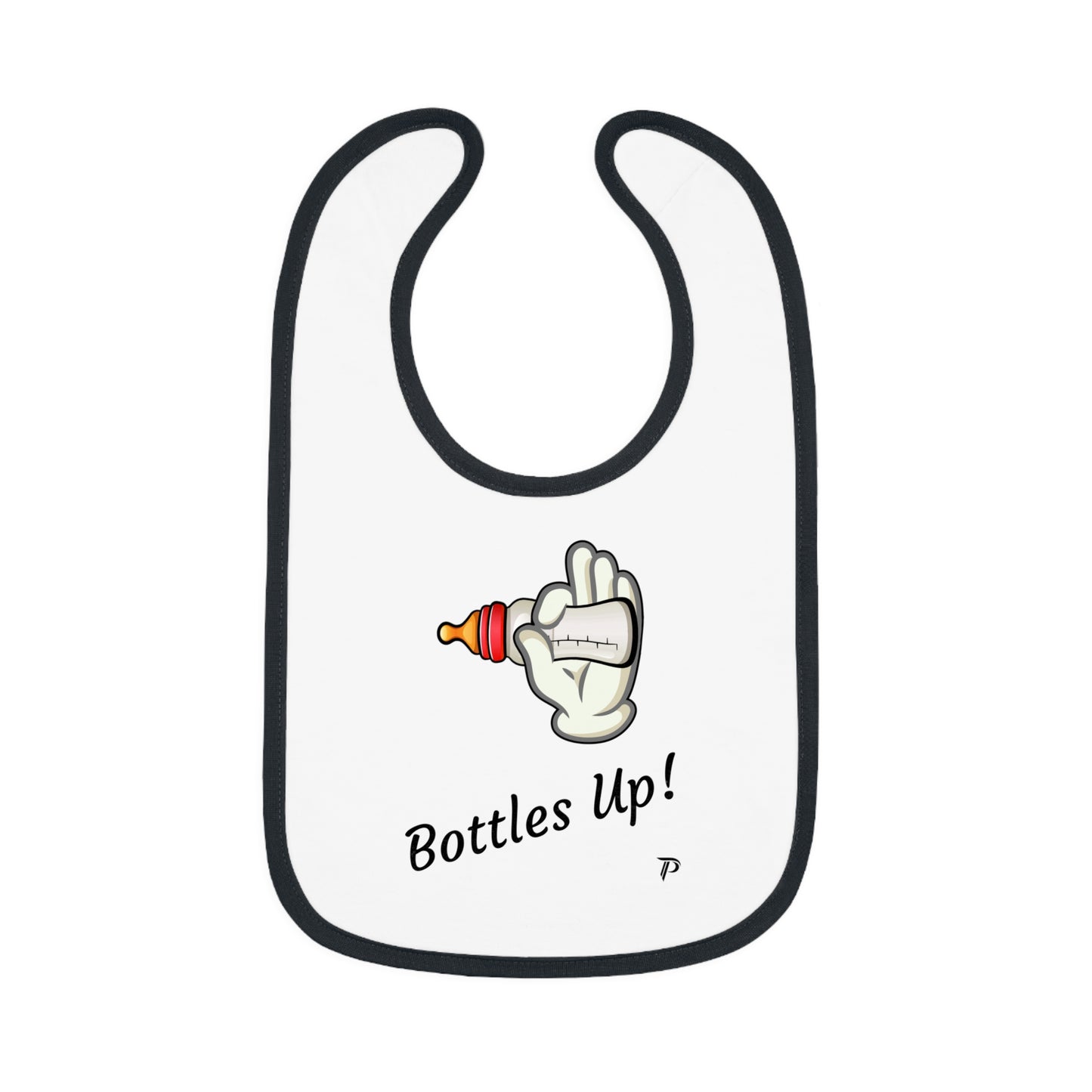 Baby Contrast Trim Jersey Bib - Bottles Up