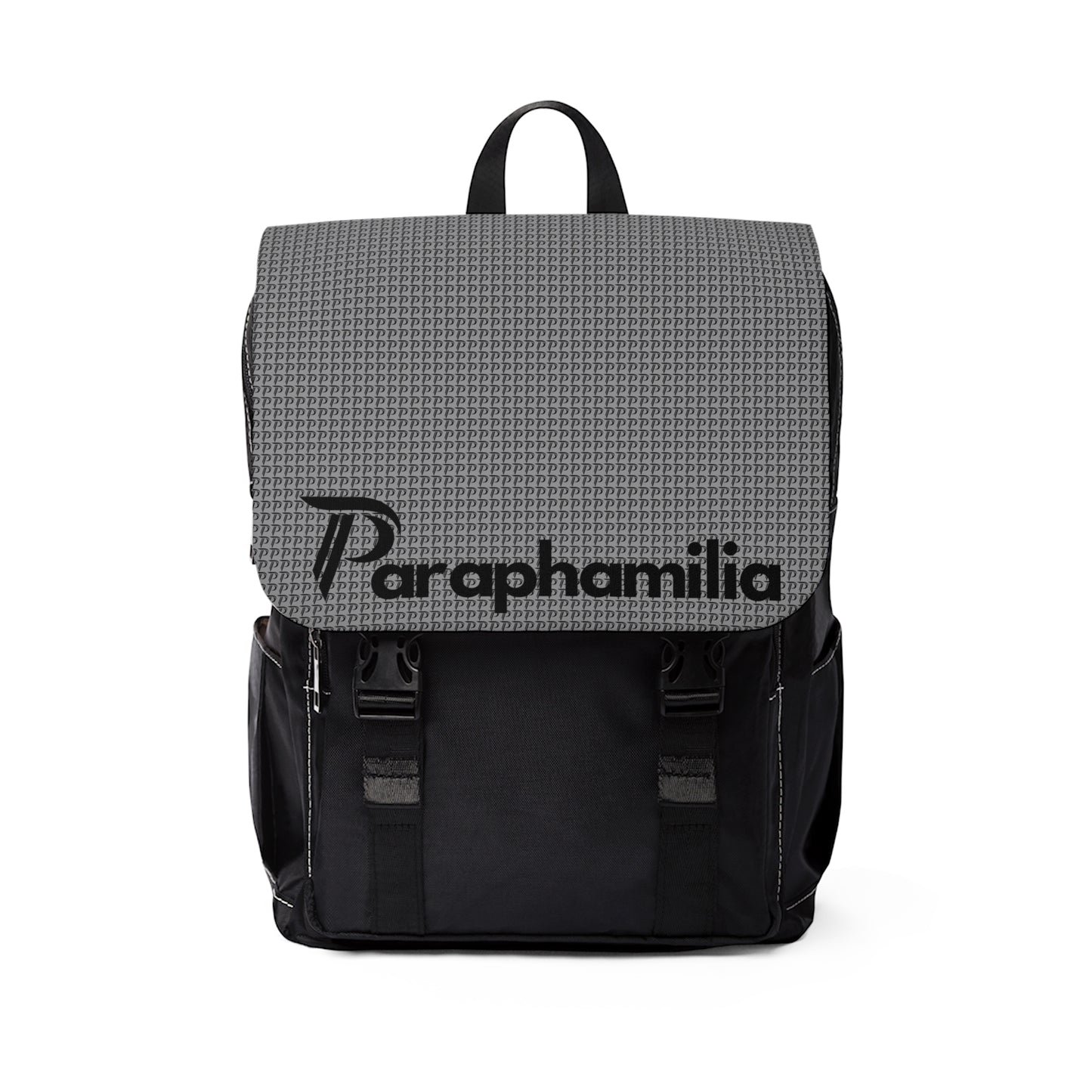 P print Casual Shoulder Backpack - Black/Gray