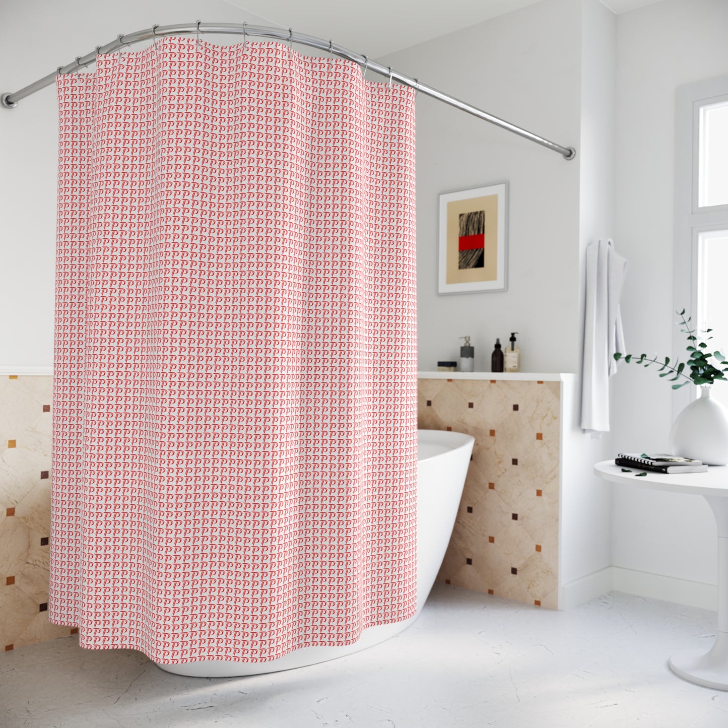 P print Polyester Shower Curtain