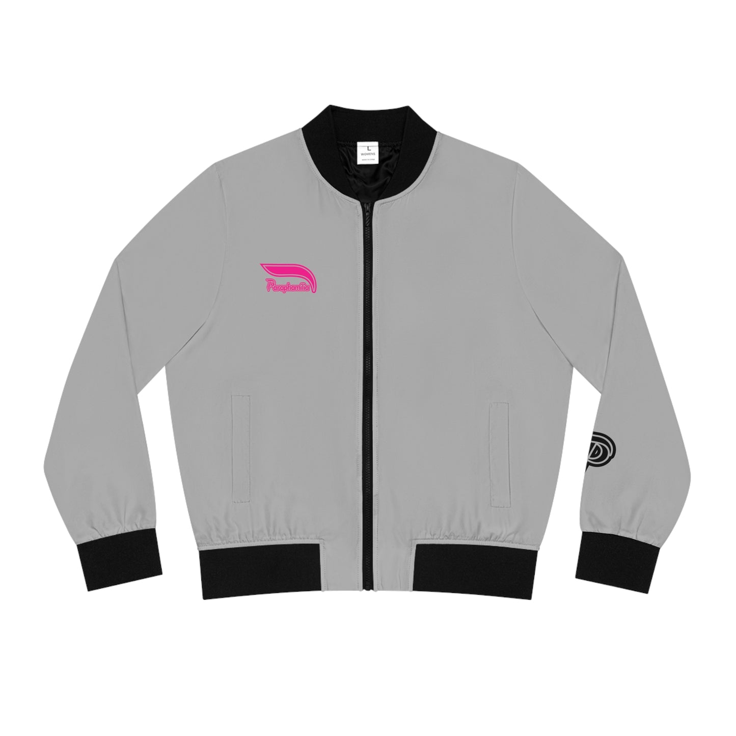 Women's Bomber Jacket - Gray/Black/Pink