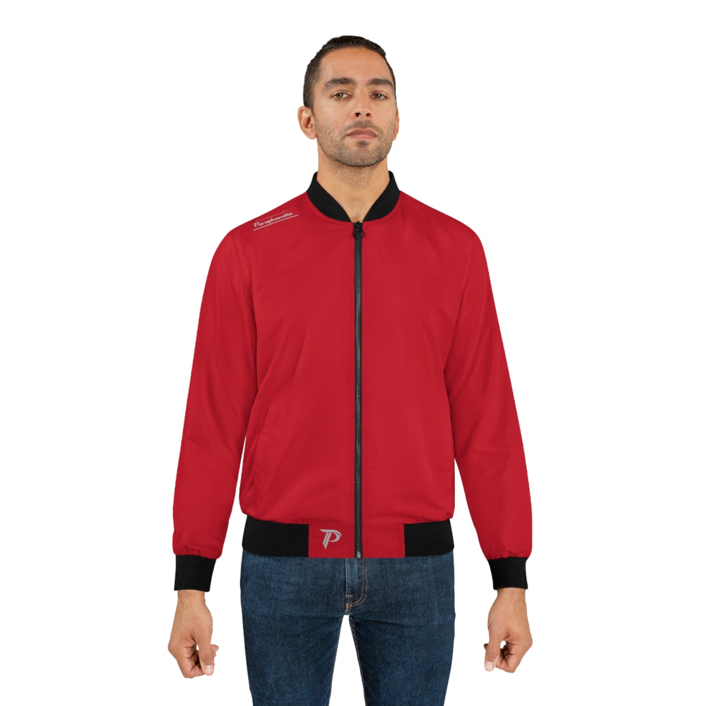 Men's Bomber Jacket - Red/Gray