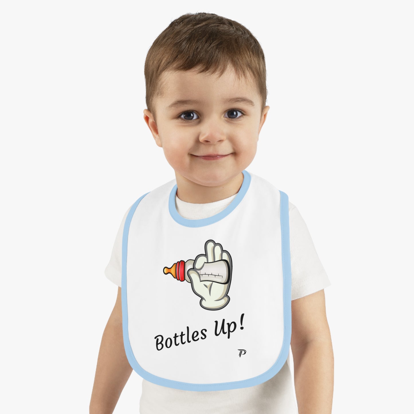 Baby Contrast Trim Jersey Bib - Bottles Up