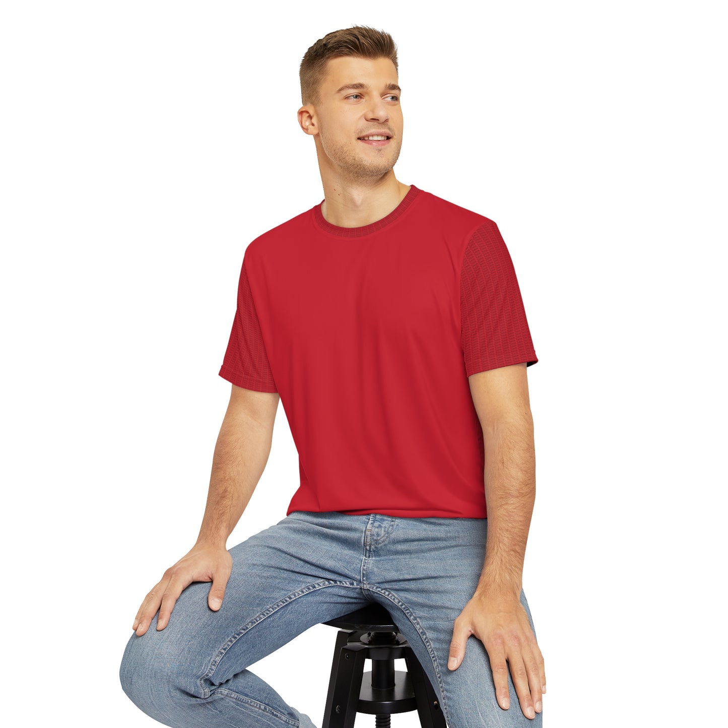 Men's Polyester Tee - P print Red/Black