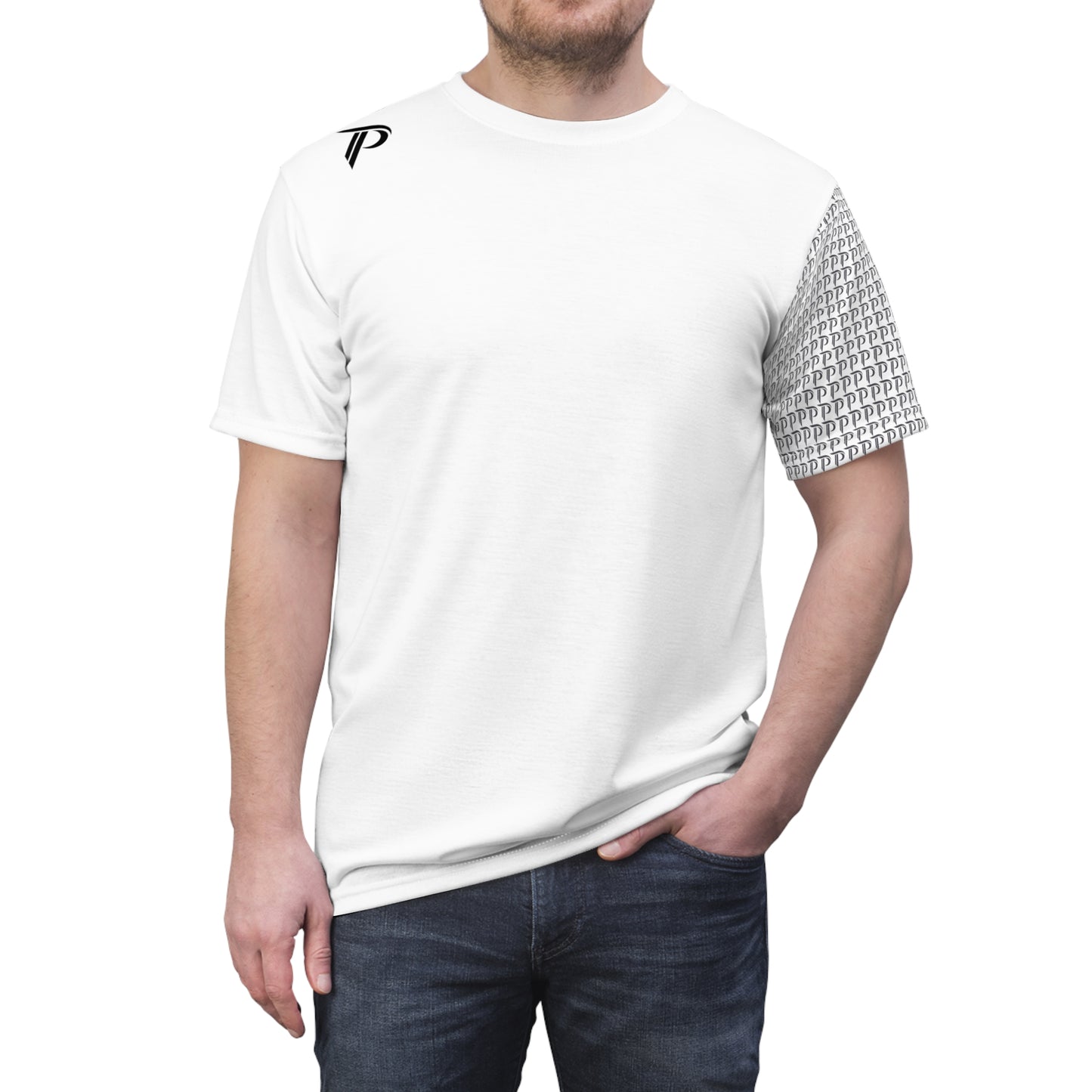 P print sleeve Tee - White/Black