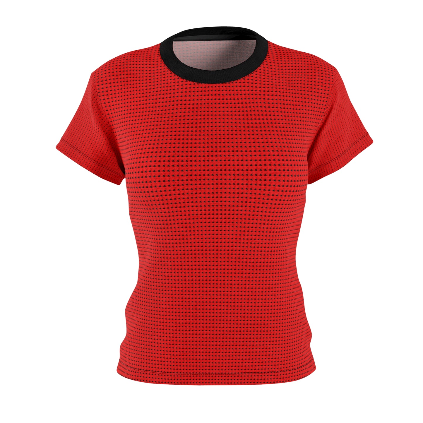 Women's Cut & Sew Tee - Black/ Red P print