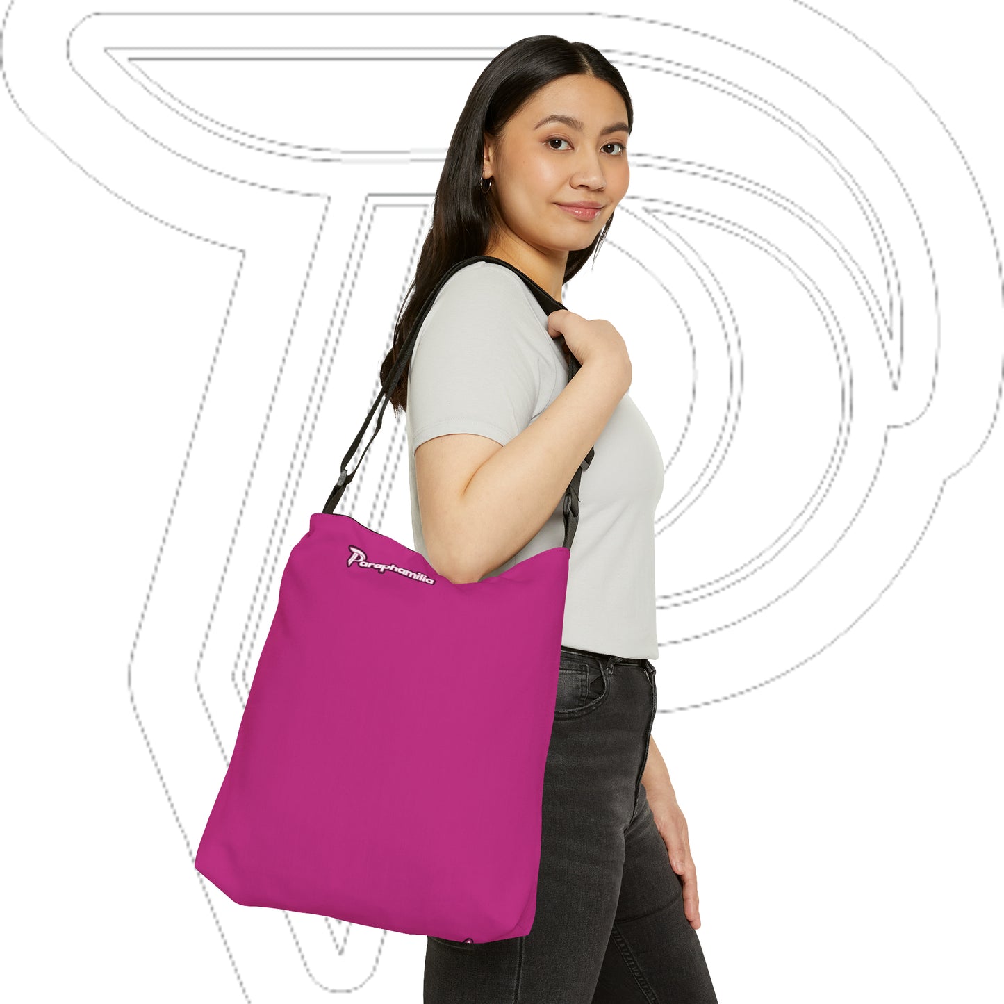 Adjustable Tote Bag - Pink/White