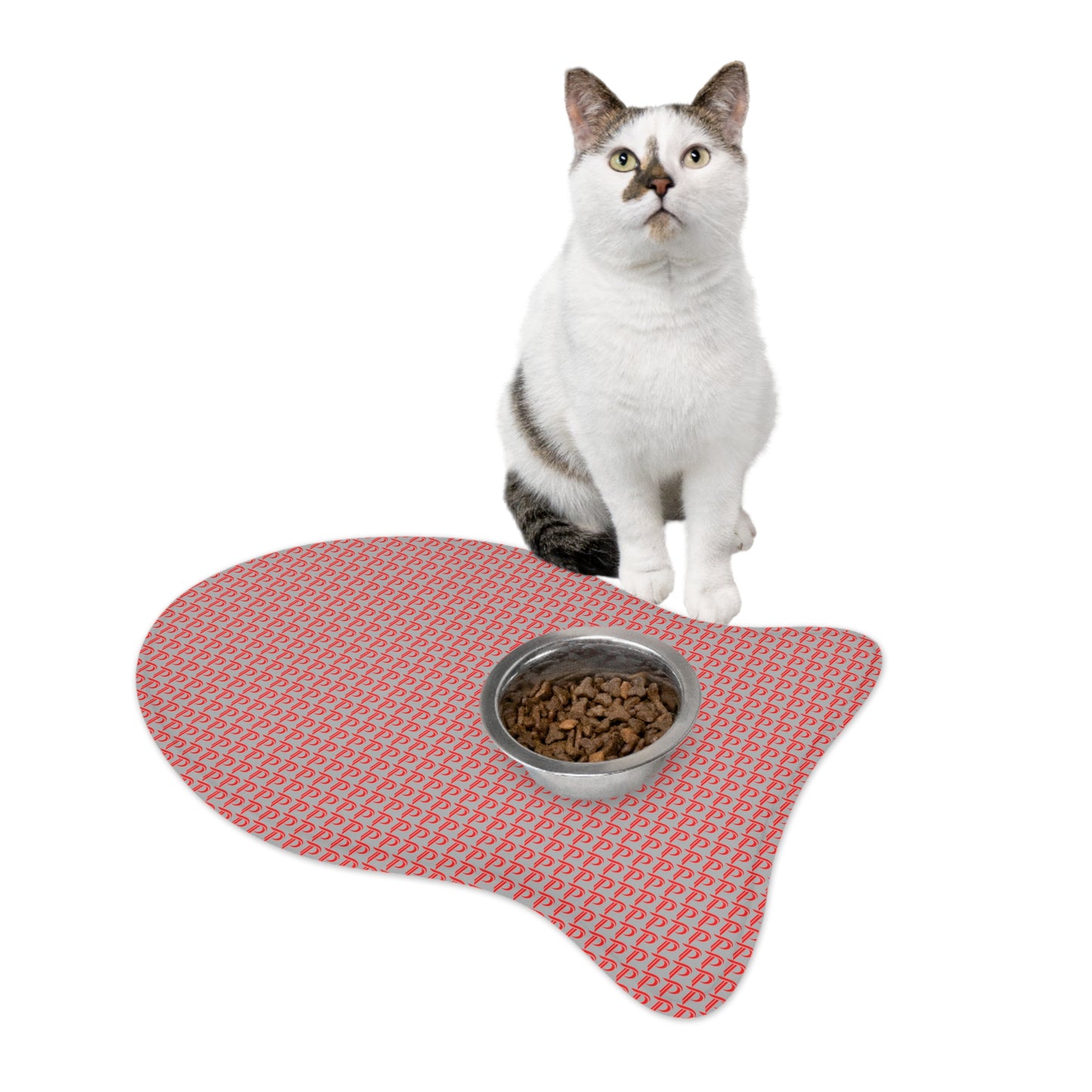 P print Pet Feeding Mats Gray/Red