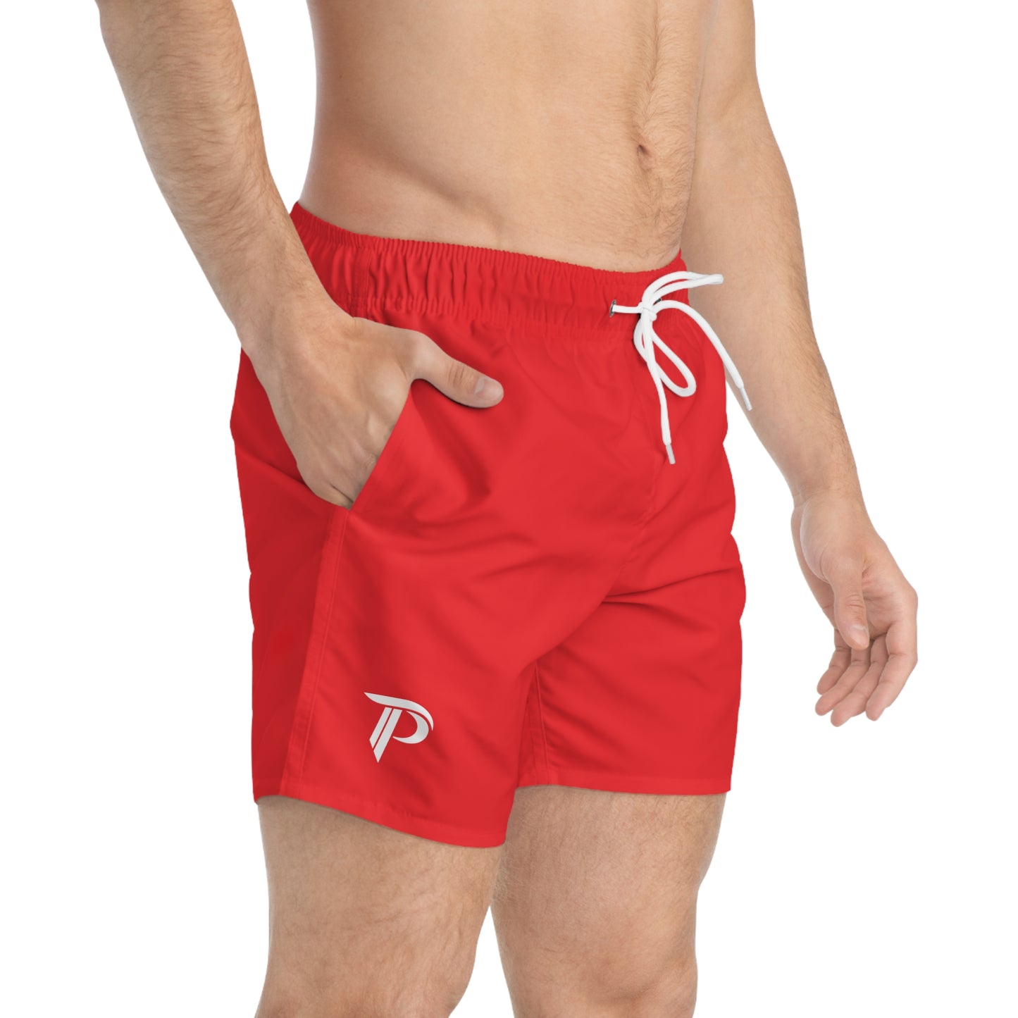 Men's Swim Trunks - Red/White