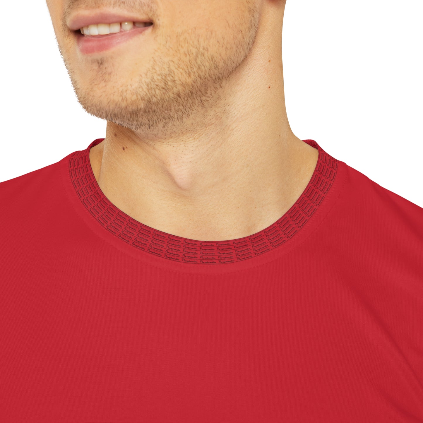 Men's Polyester Tee - P print Red/Black