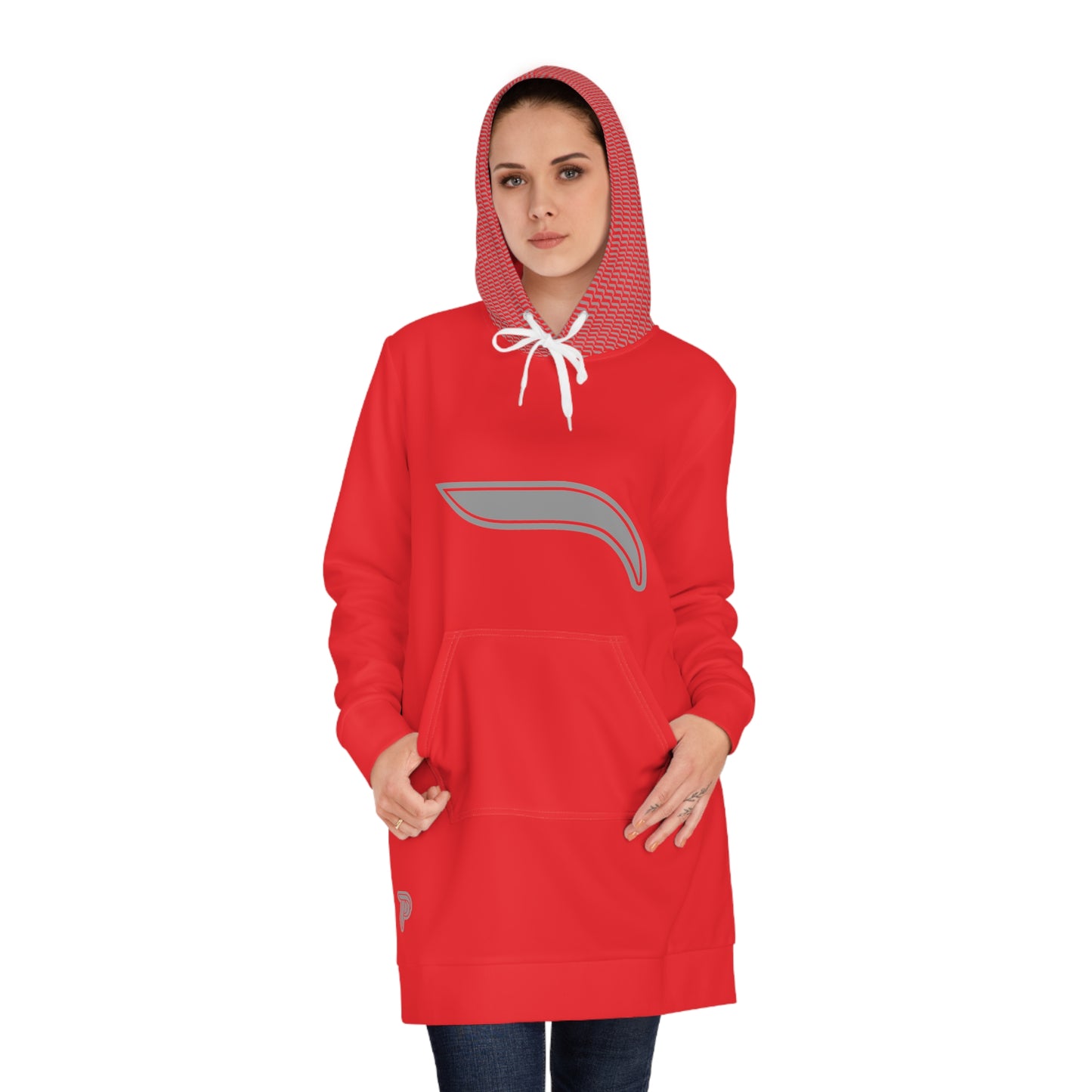 Women's Hoodie Dress -Red/White