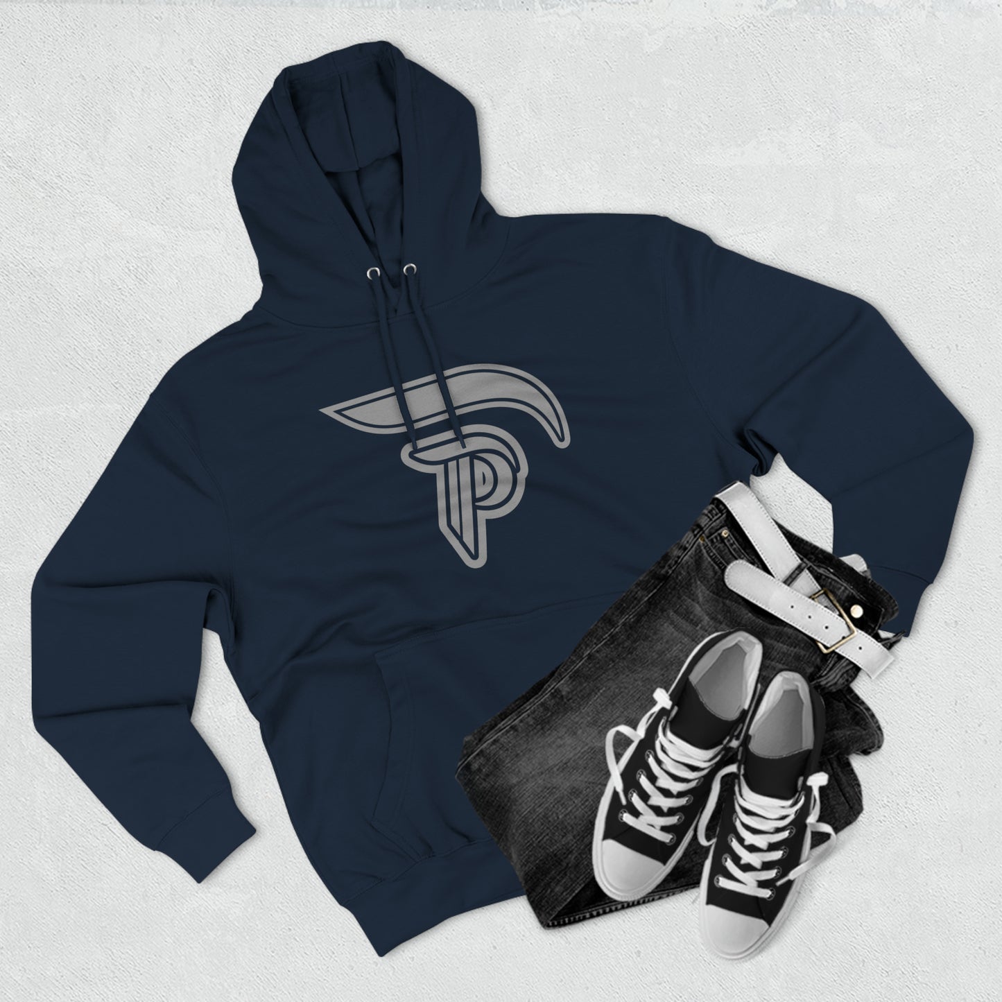 Fleece Hoodie - Navy/Gray