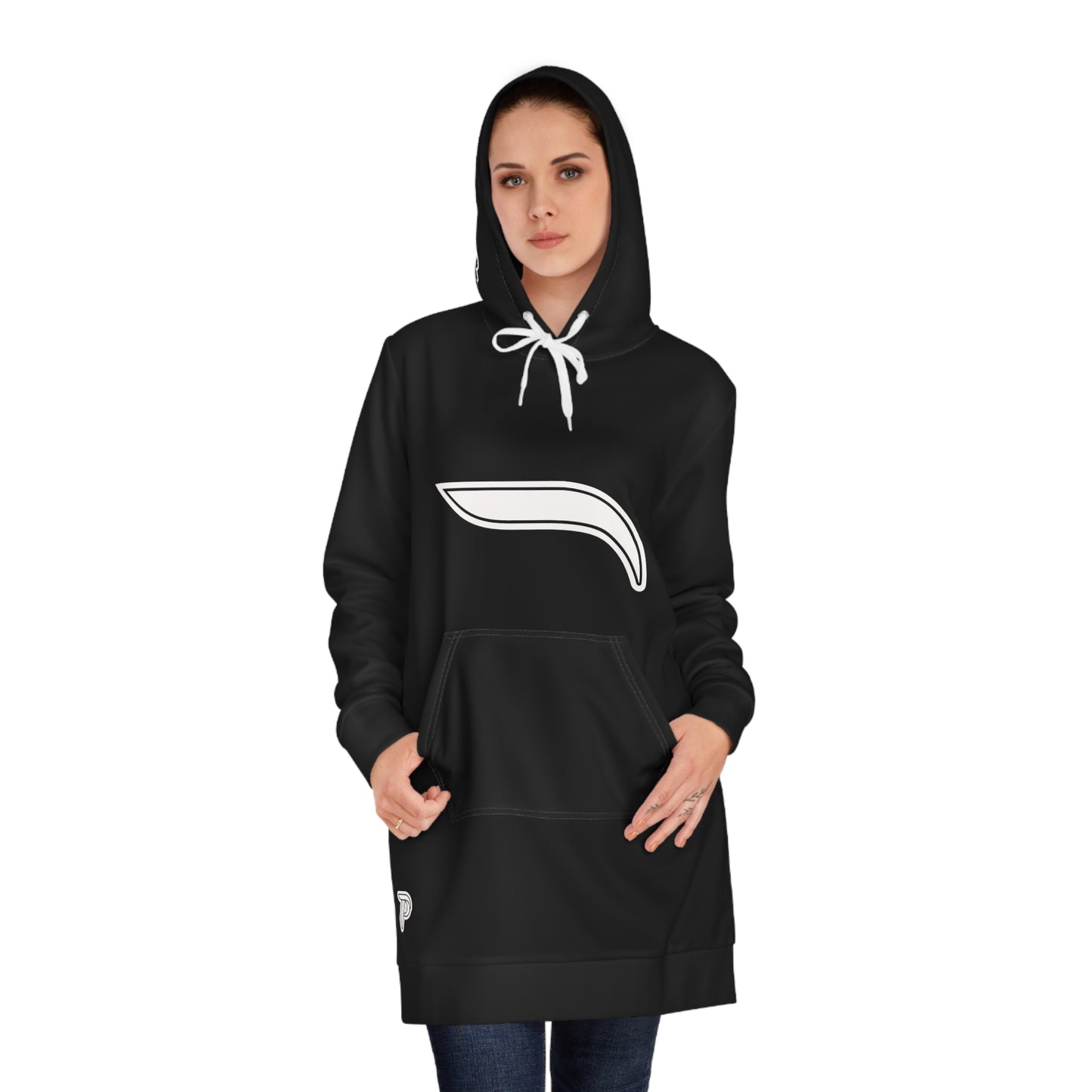 Women's Hoodie Dress -Black/White