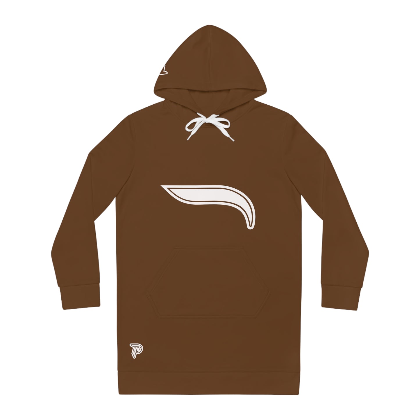 Women's Hoodie Dress -Brown/White